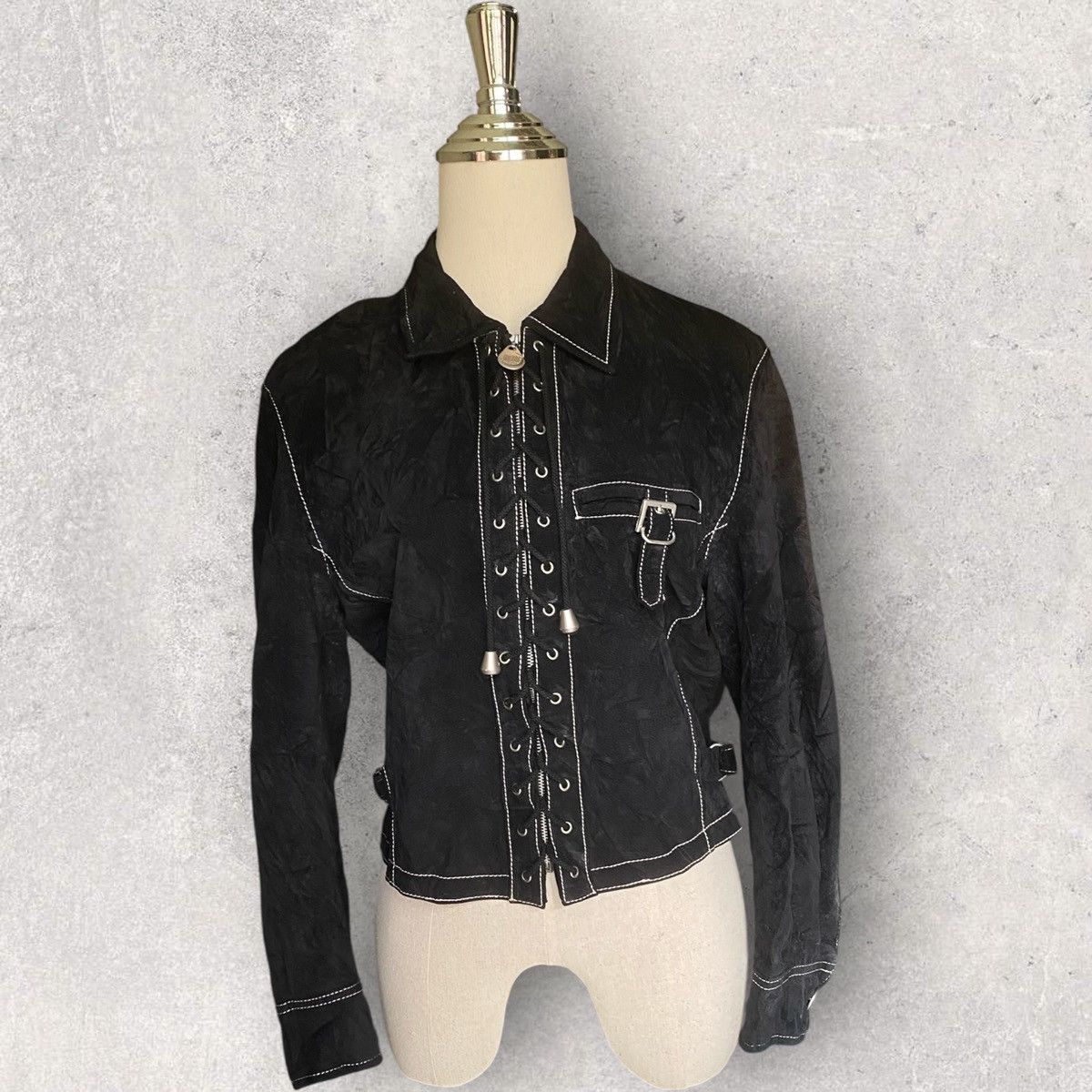 Jean Paul Gaultier Vintage Black Suede Junior Gaultier Corset Jacket Size M / US 6-8 / IT 42-44 - 1 Thumbnail