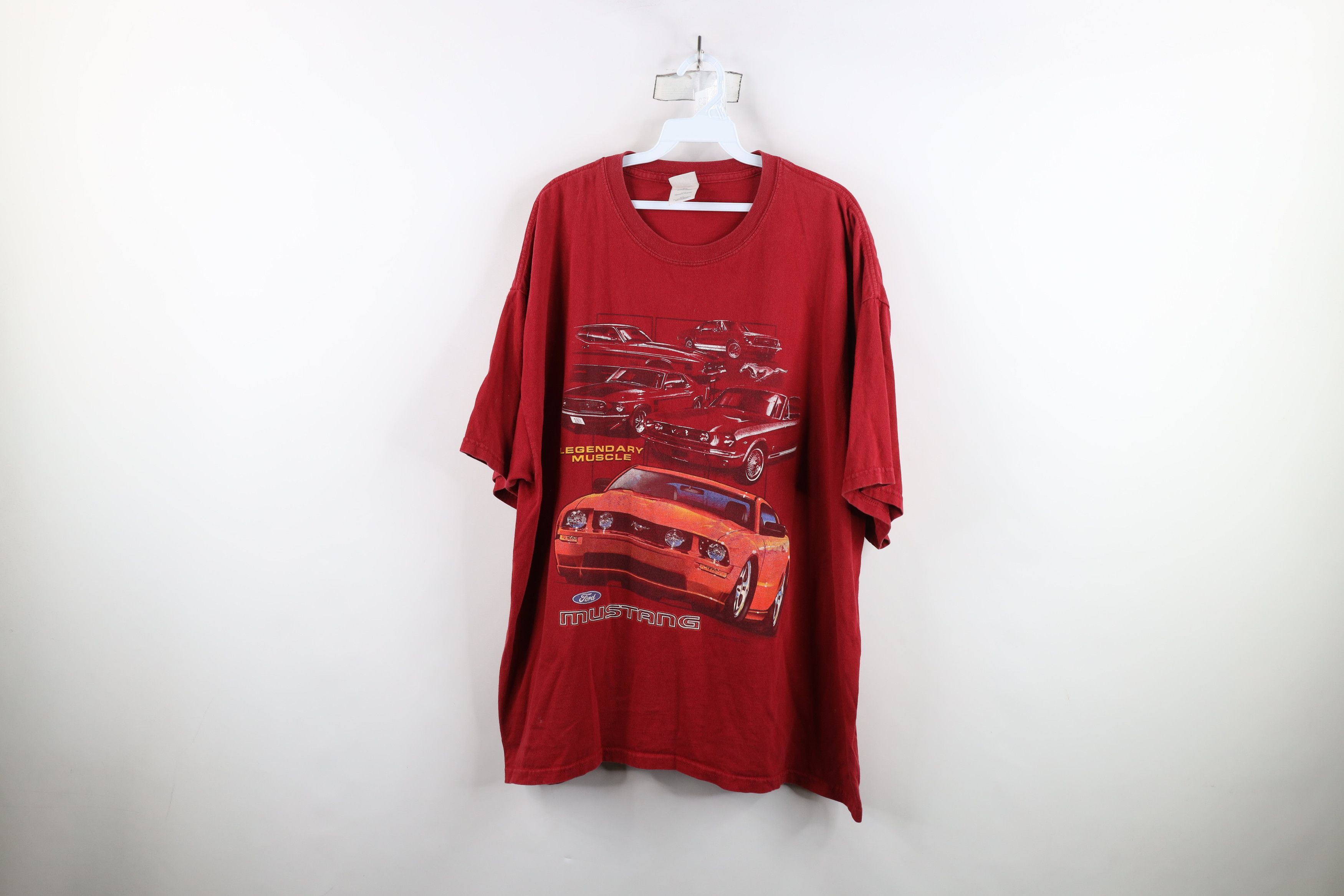 Vintage Vintage 90s Y2K Ford Motor Co Ford Mustang T-Shirt Red Size US XXL / EU 58 / 5 - 1 Thumbnail