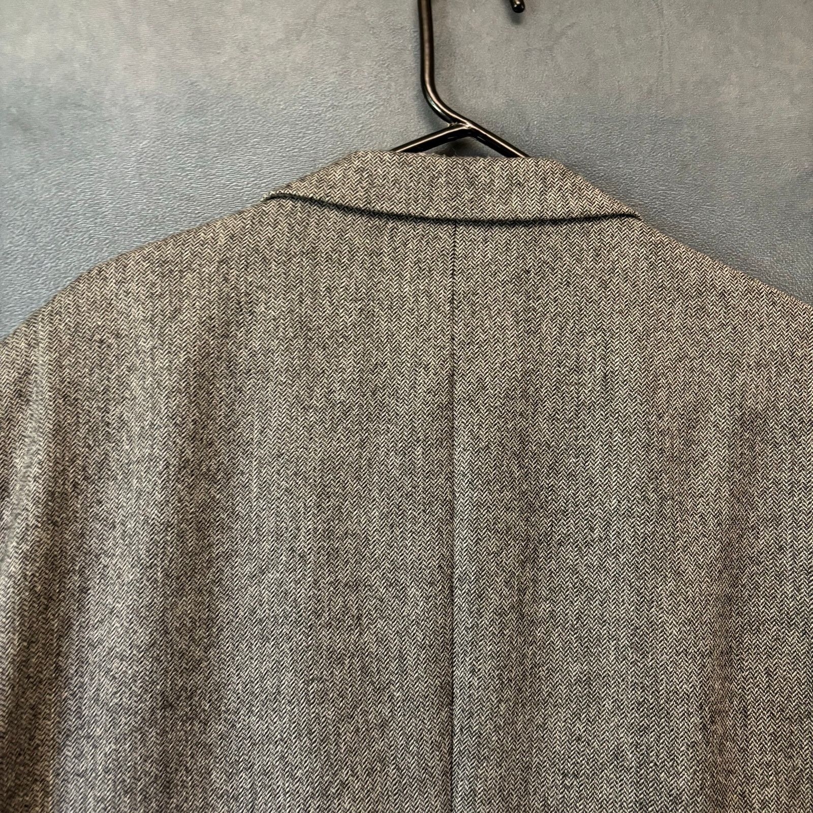 Other Vintage Adolfo 100% Lambswool Gray Herringbone Blazer 48R Size 48R - 6 Thumbnail