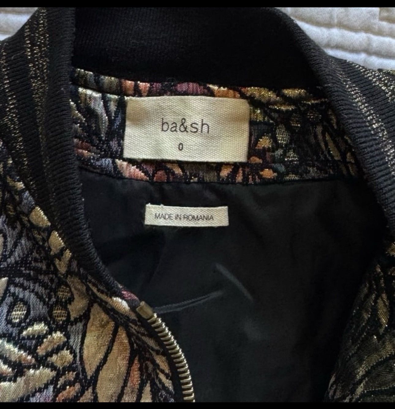 ba&sh Ba&sh Santiago Metallic Jacquard Bomber Jacket Size XS / US 0-2 / IT 36-38 - 5 Thumbnail