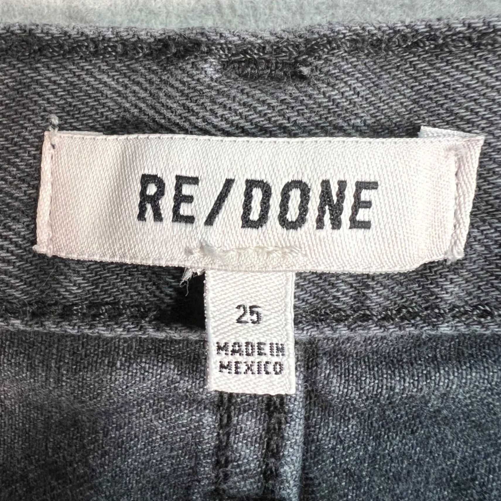 RE/DONE Re/Done Jeans Womens Size 25 High-Waisted Distressed Washed Black Straight-Leg Denim Jeans Size 42" / US 20 - 3 Thumbnail