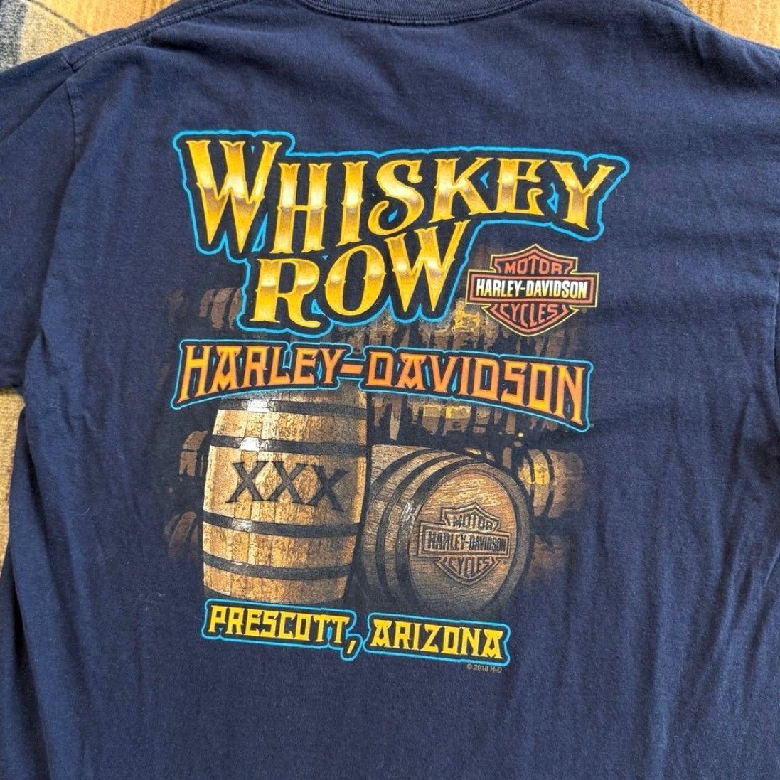 Harley Davidson Harley Davidson Mens T-Shirt Biker Size L Blue Short Sleeve Double Sided Whiskey Row Arizona Size US L / EU 52-54 / 3 - 6 Thumbnail