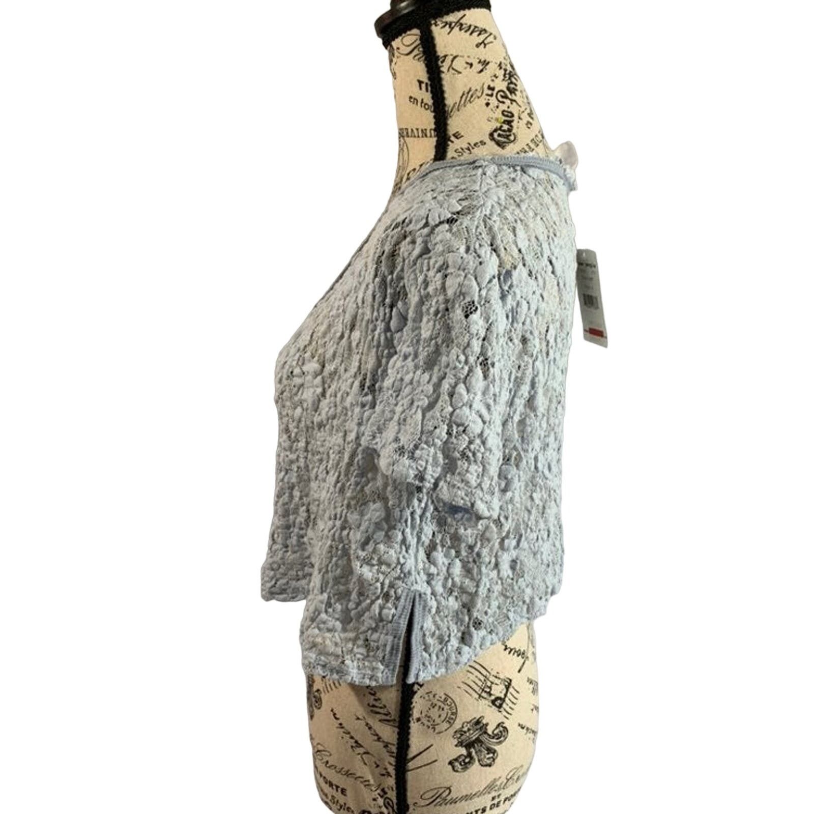 Free People Free people Women's Size Small Crop Top StarLight Blue Lace Size S / US 4 / IT 40 - 3 Thumbnail