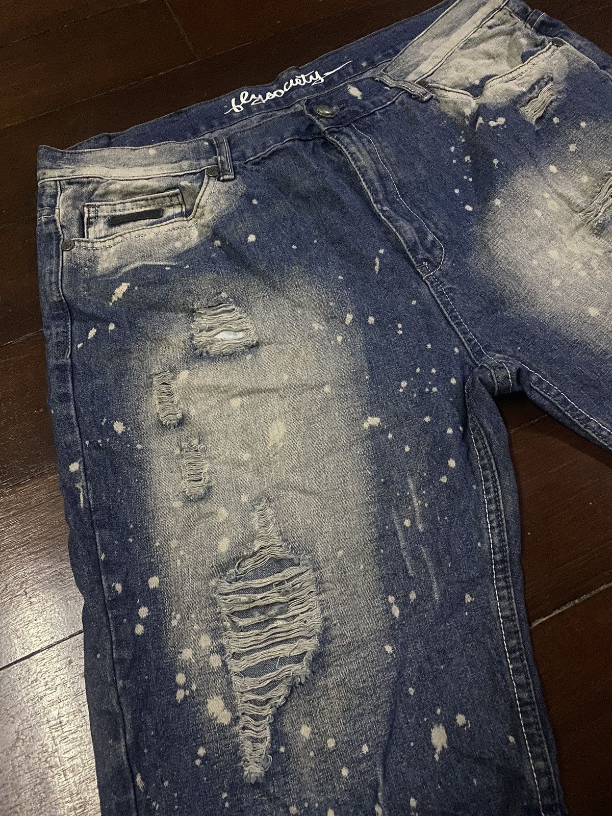 Designer × Japanese Brand Fire 🔥 FLY SOCIETY distressed splatted denim Size US 40 / EU 56 - 6 Thumbnail