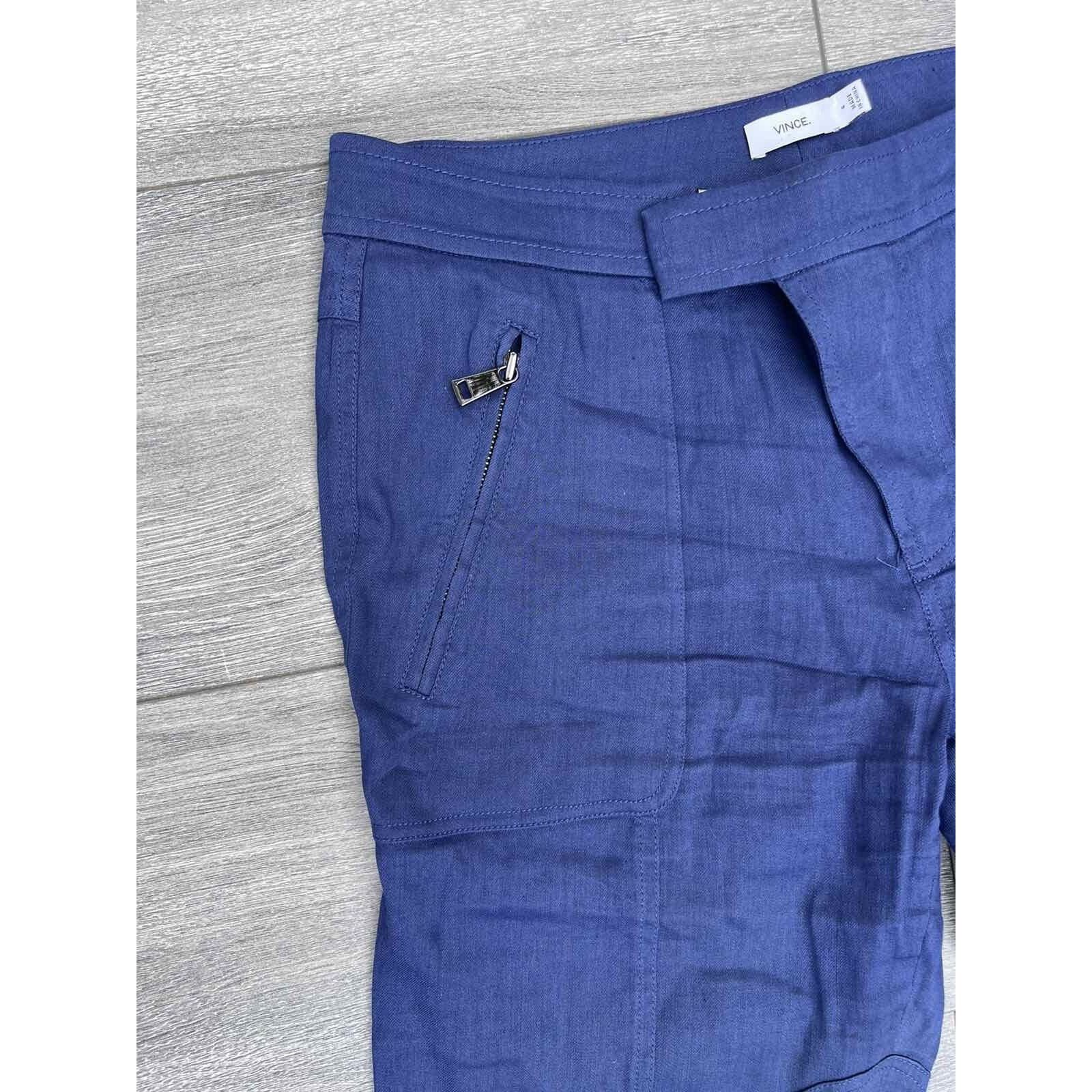 Vince VINCE Women's classic linen trousers navy Size 6 A000164 Size 28" / US 6 / IT 42 - 13 Thumbnail