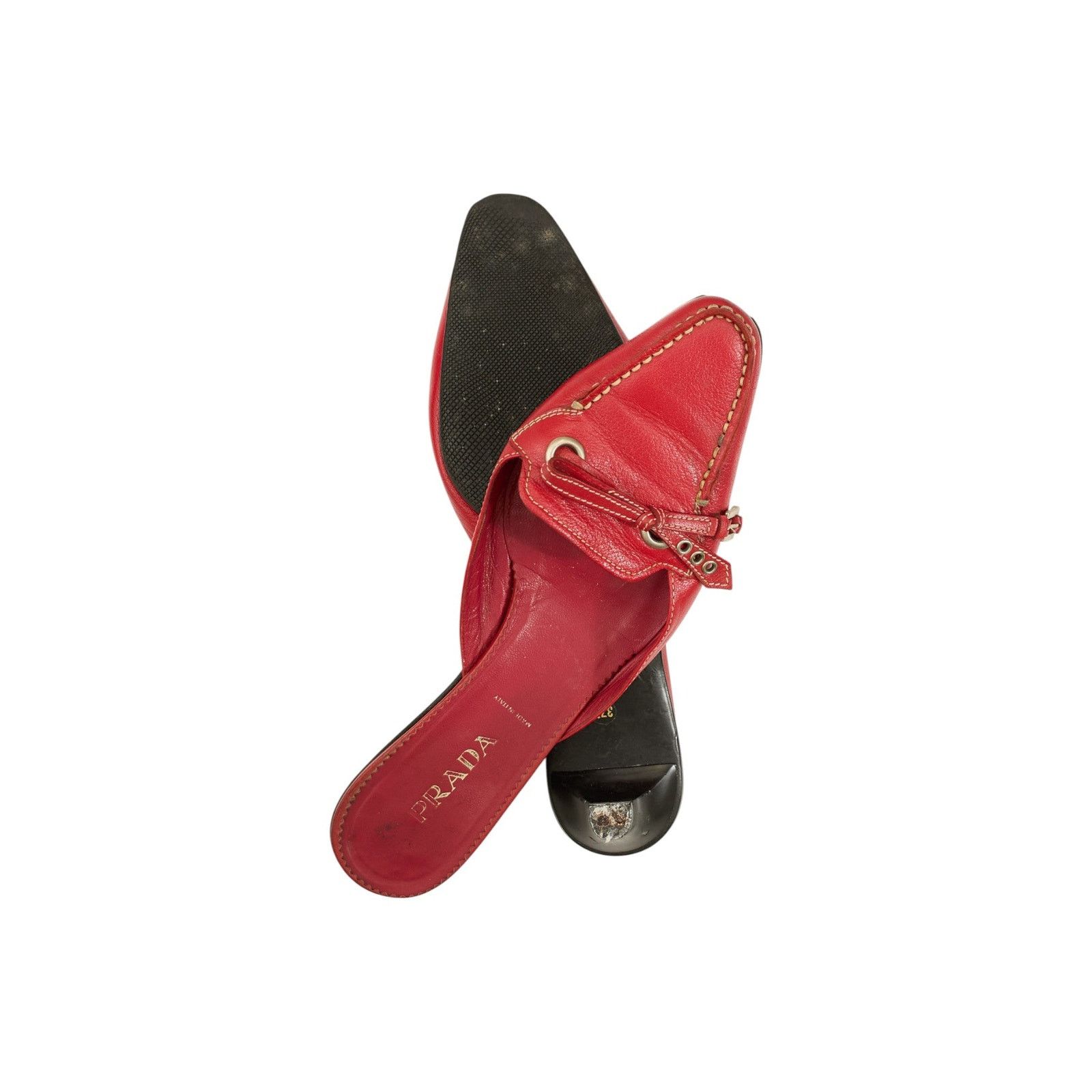 Prada Red Leather Heels Size US 7.5 / IT 37.5 - 3 Thumbnail