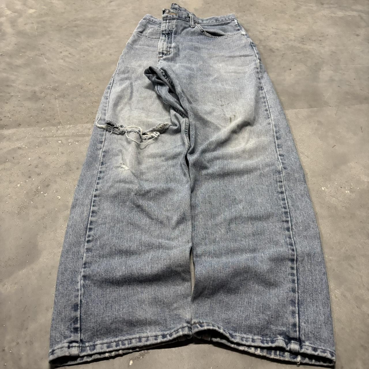 Japanese Brand × Vintage Crazy Vintage Y2K/2000s Faded Light Wash Distressed Skater Denim Jeans! Size US 36 / EU 52 - 3 Thumbnail