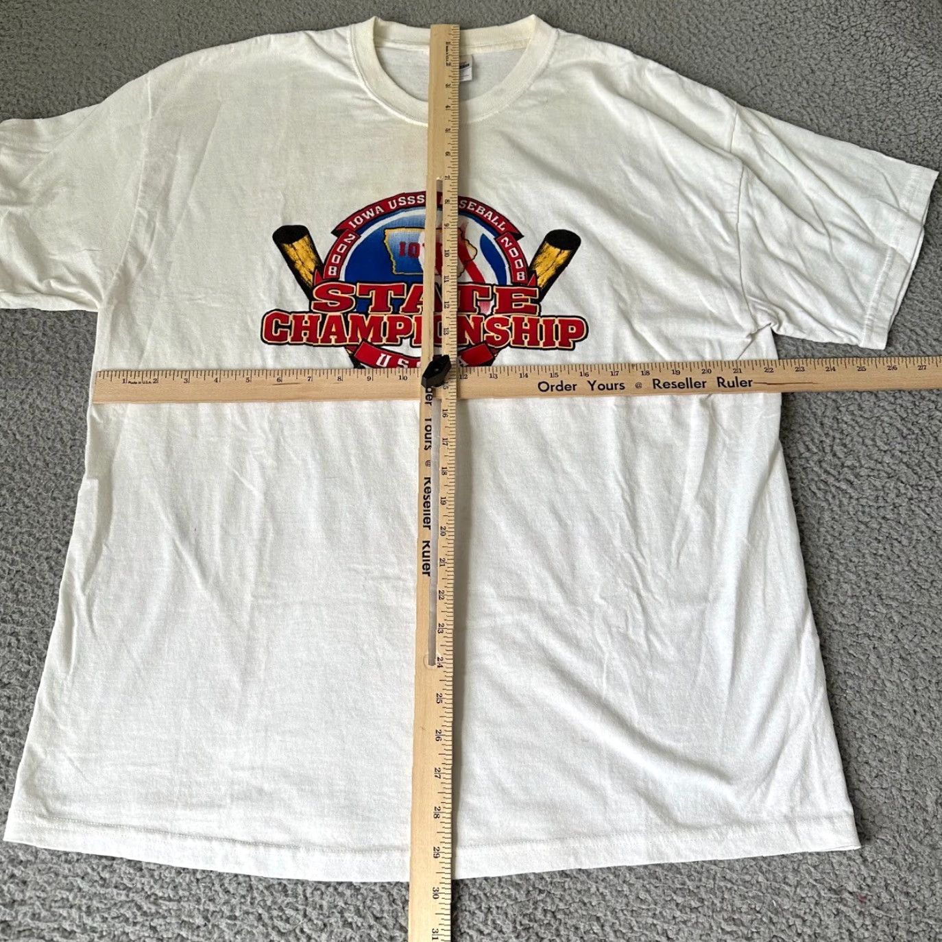 Vintage VINTAGE Baseball Shirt Mens XL White T-Shirt Short Sleeve Crew Neck Sports 80s 90s School USSSA Iowa Men T-Shirt Size US M / EU 48-50 / 2 - 6 Thumbnail