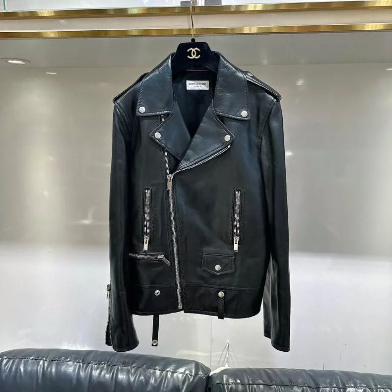 Saint Laurent Paris Saint Laurent Paris Solid color zipper leather jacket-2506 Size US XS / EU 42 / 0 - 1 Thumbnail