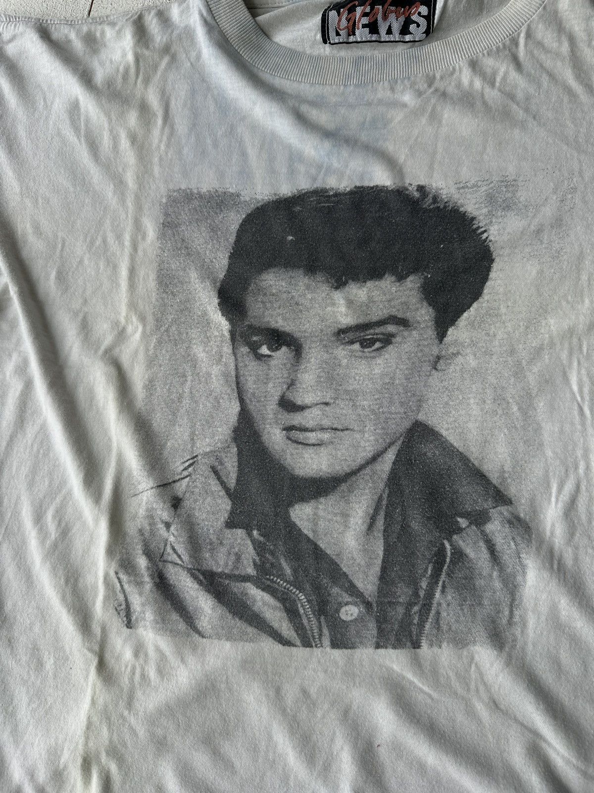 Vintage ARCHIVE 🚨 ELVIS PRESLEY SINGLE STITCH WHITE TEE BIG LOGO 80S Size US XL / EU 56 / 4 - 11 Thumbnail