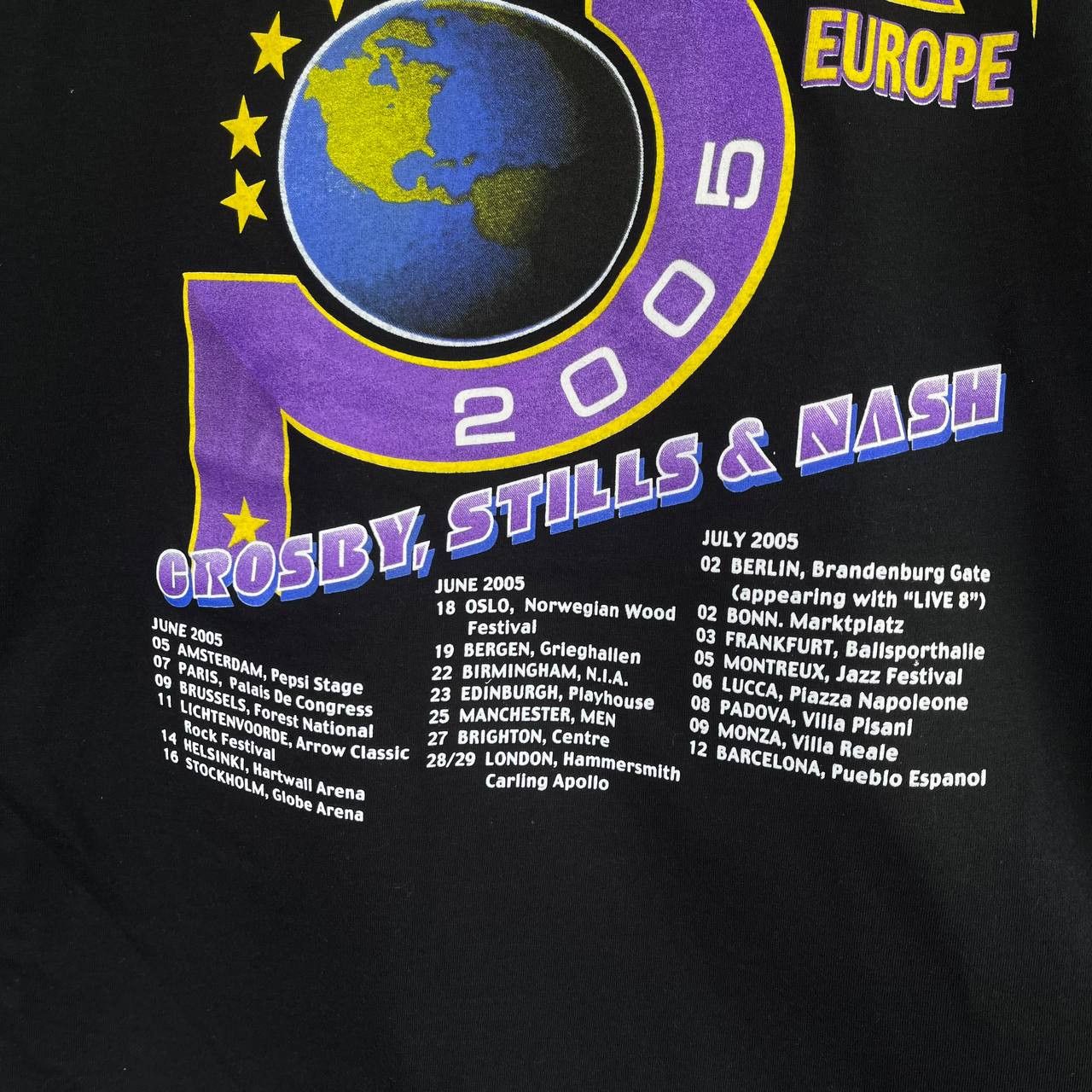 Vintage CSN Crosby, Stills & Nash 2005 Folk Rock Europe Tour Tshirt Size US XL / EU 56 / 4 - 9 Thumbnail