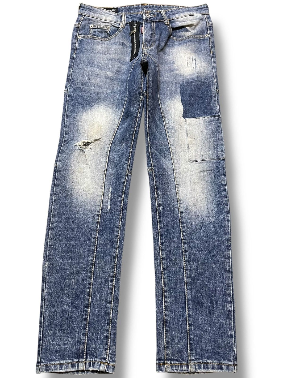 Dsquared2 Vintage Dsquared2 Slim Fit Patchwork Sashiko Boro Denim Size US 30 / EU 46 - 1 Thumbnail