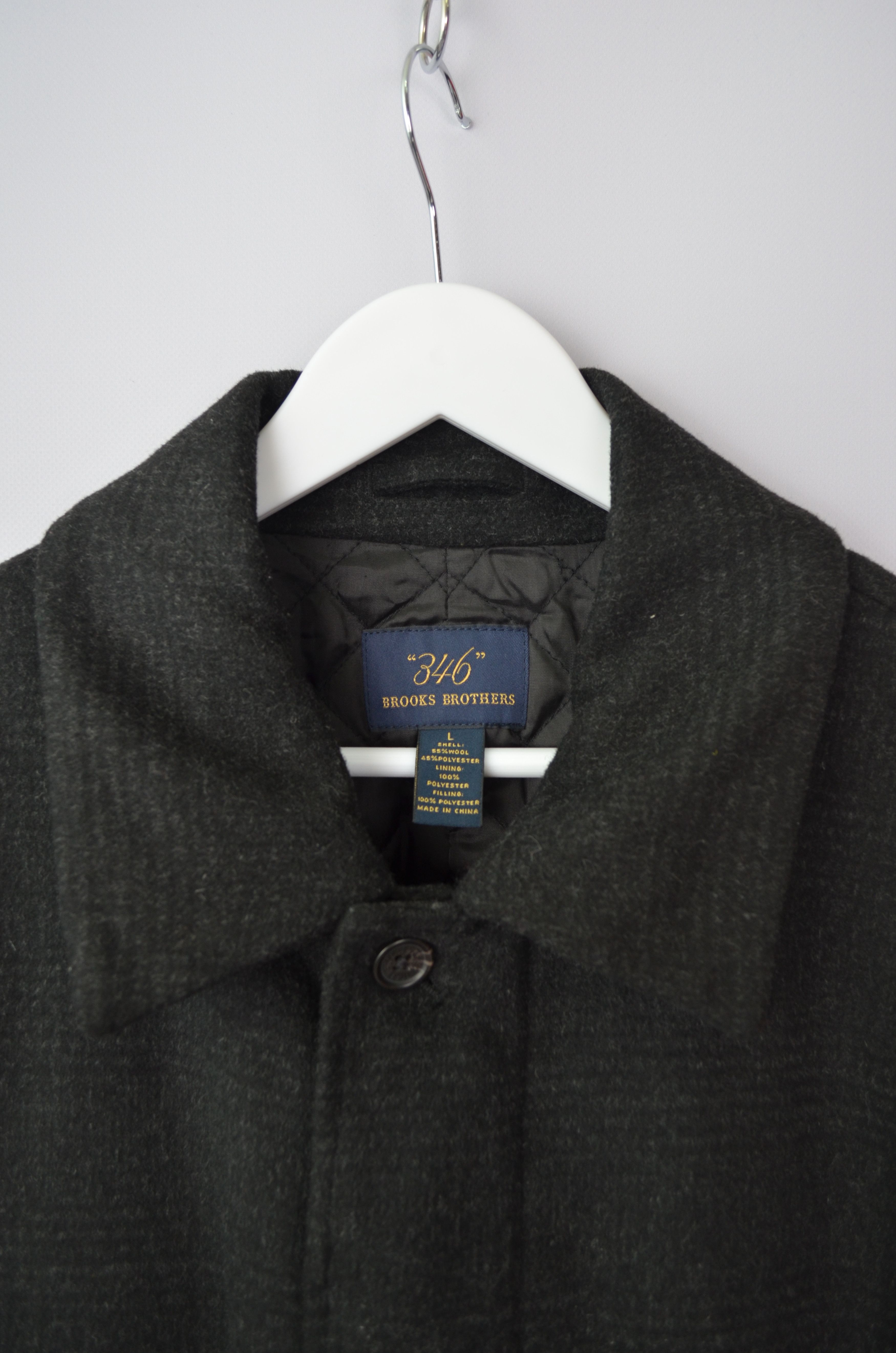 Brooks Brothers × Designer Brooks Brothers "346" Check Dark Grey Wool Car Pea Coat Sz L Size US L / EU 52-54 / 3 - 8 Thumbnail