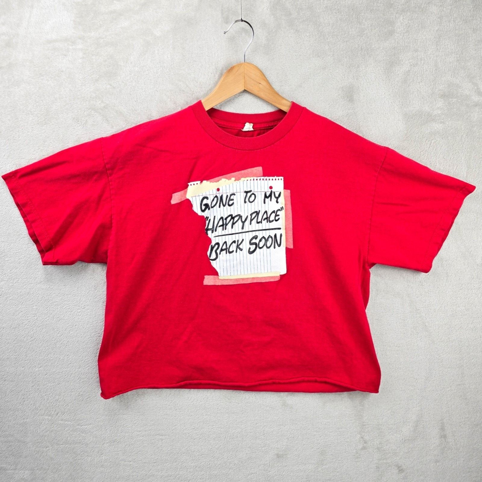Alstyle Vintage Gone To My Happy Place Back Soon Cropped Shirt Large Size L / US 10 / IT 46 - 1 Thumbnail