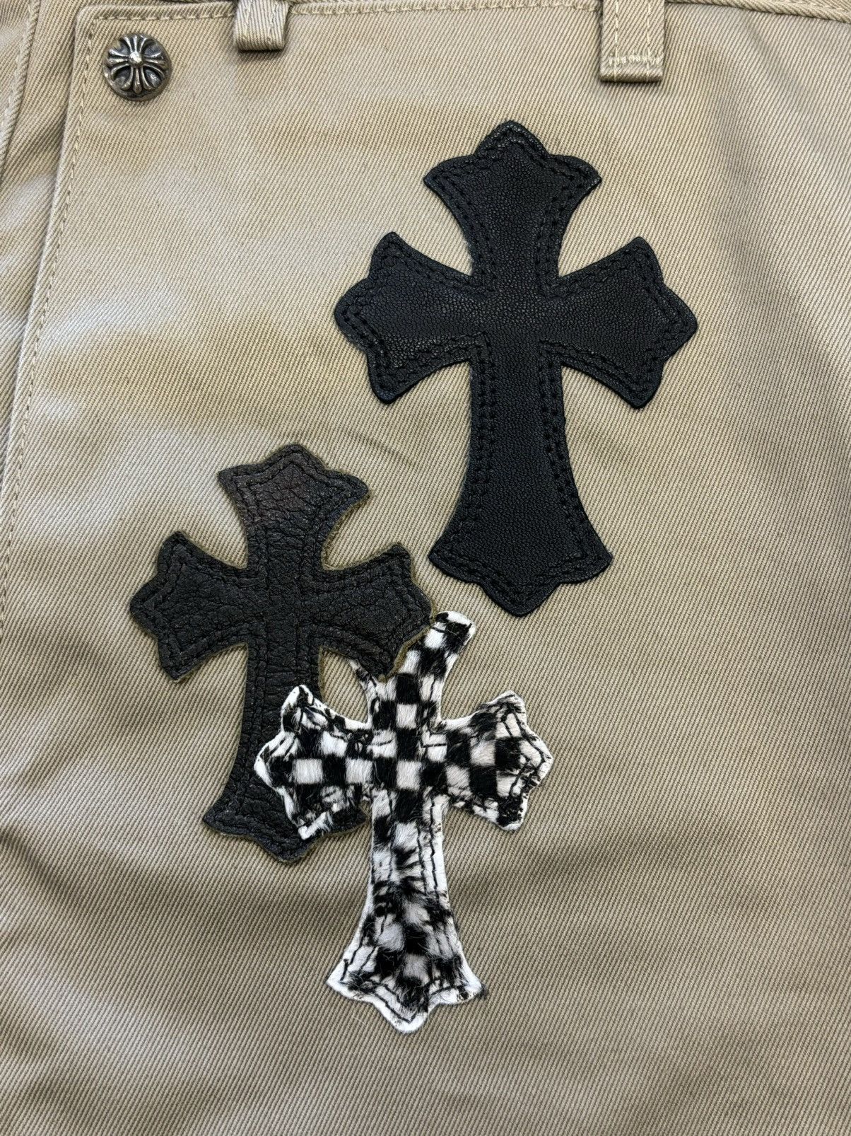 Chrome Hearts Cross patches checkered khaki chino pants Size US 30 / EU 46 - 4 Thumbnail