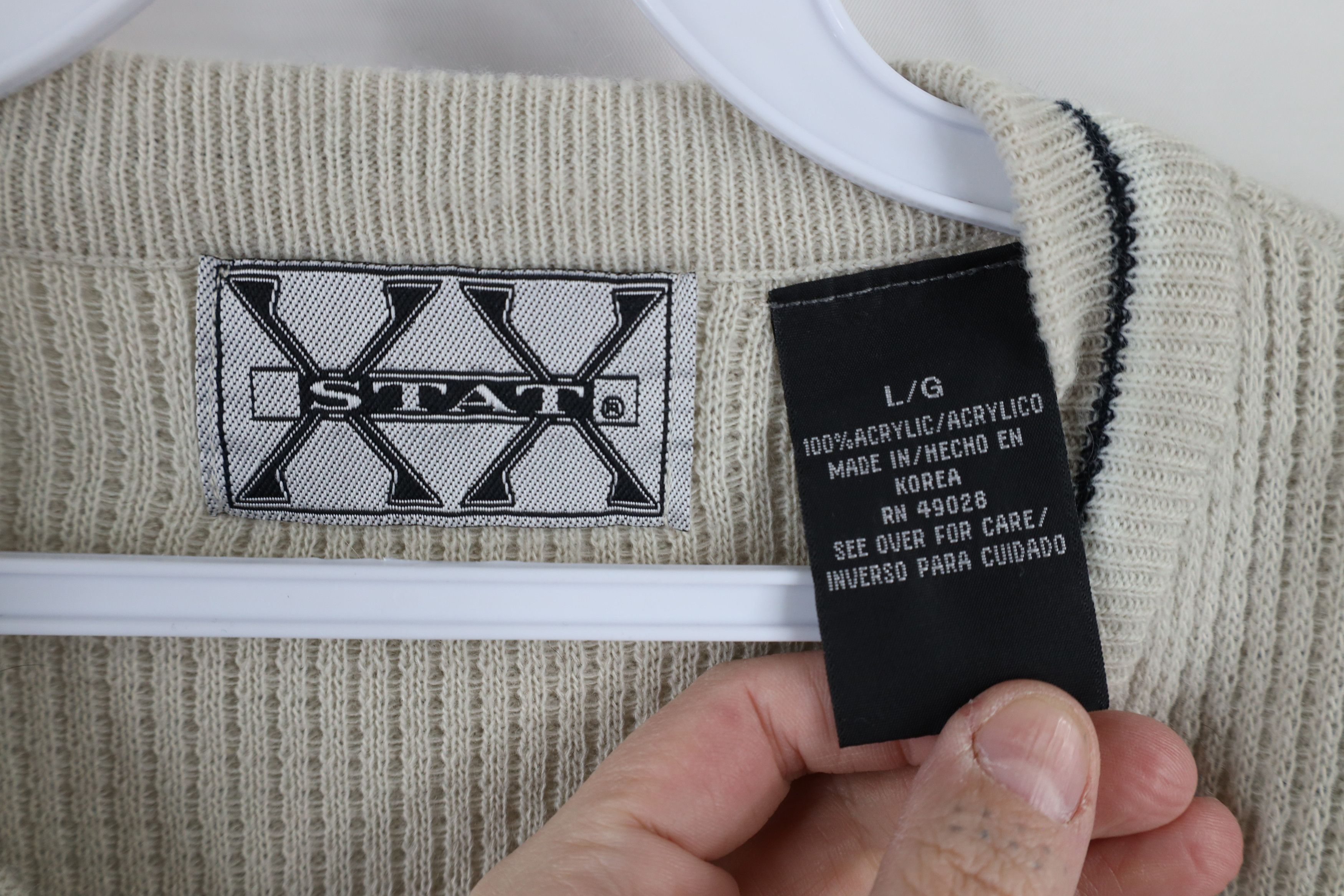 Vintage Vintage 90s Streetwear Thermal Knit Sweater Vest Beige Size US L / EU 52-54 / 3 - 7 Thumbnail