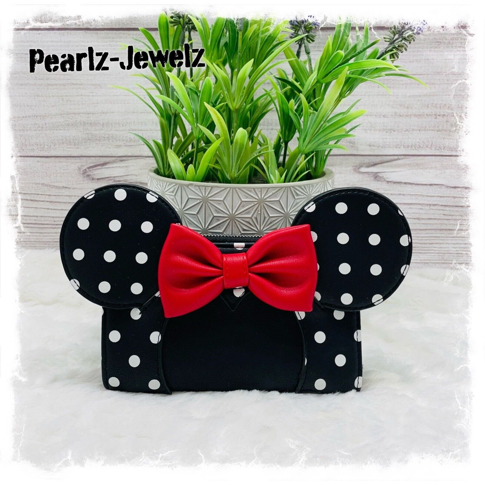 Disney Loungefly Disney Minnie Mouse Red Bow Flap Wallet Black & Wh Size ONE SIZE - 1 Thumbnail