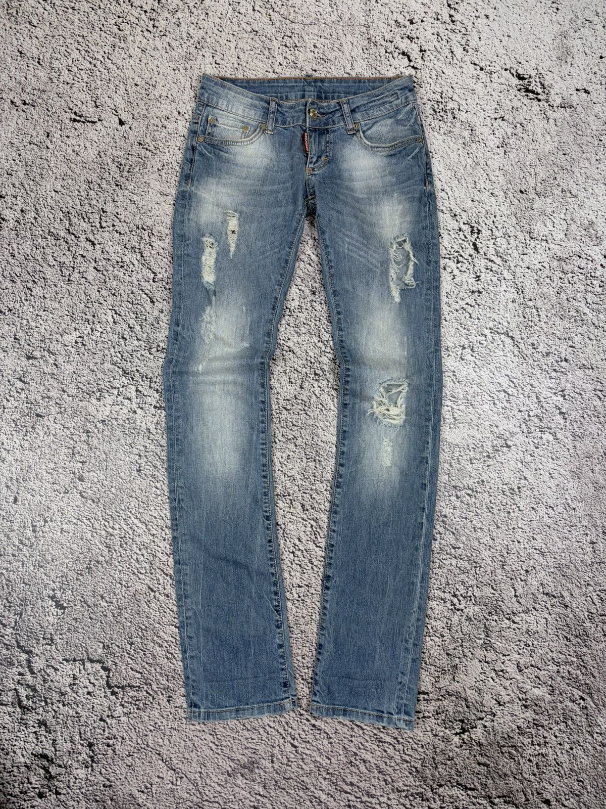 Dsquared2 Dsquared2 Distressed Slim Low Rise Jeans Size 26 Size 26" / US 2 / IT 38 - 1 Thumbnail
