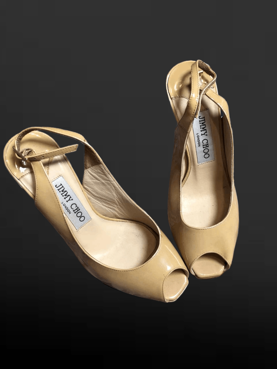 Jimmy Choo Jimmy Choo Patent Beige Open Toe Platform Heels Size US 5 / IT 35 - 1 Thumbnail