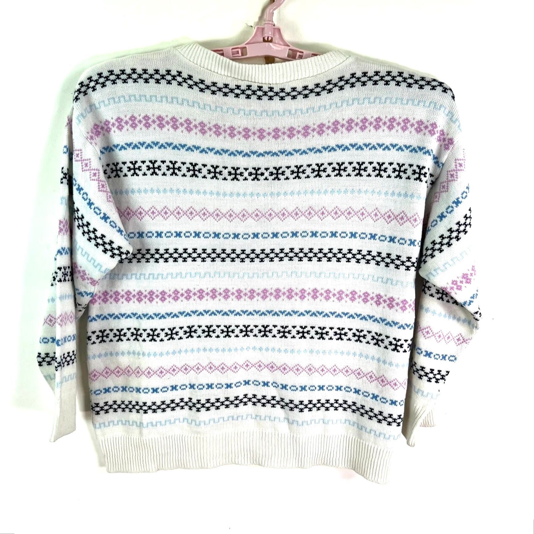 Vintage VINTAGE Michael Stossel Sweater Shirt Womens M White Geometric Knit 100% Wool 1960s-70s Designer Pullover Size M / US 6-8 / IT 42-44 - 6 Thumbnail