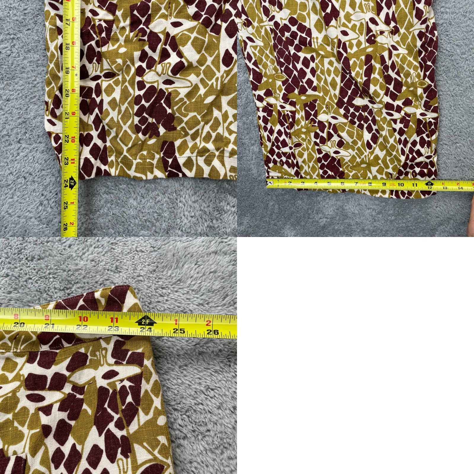 Vintage Modcloth Pants Womens XXXXL Plus Green Capri Giraffe Print Cotton Linen Wide Leg Size 34" / US 12 / IT 48 - 8 Thumbnail
