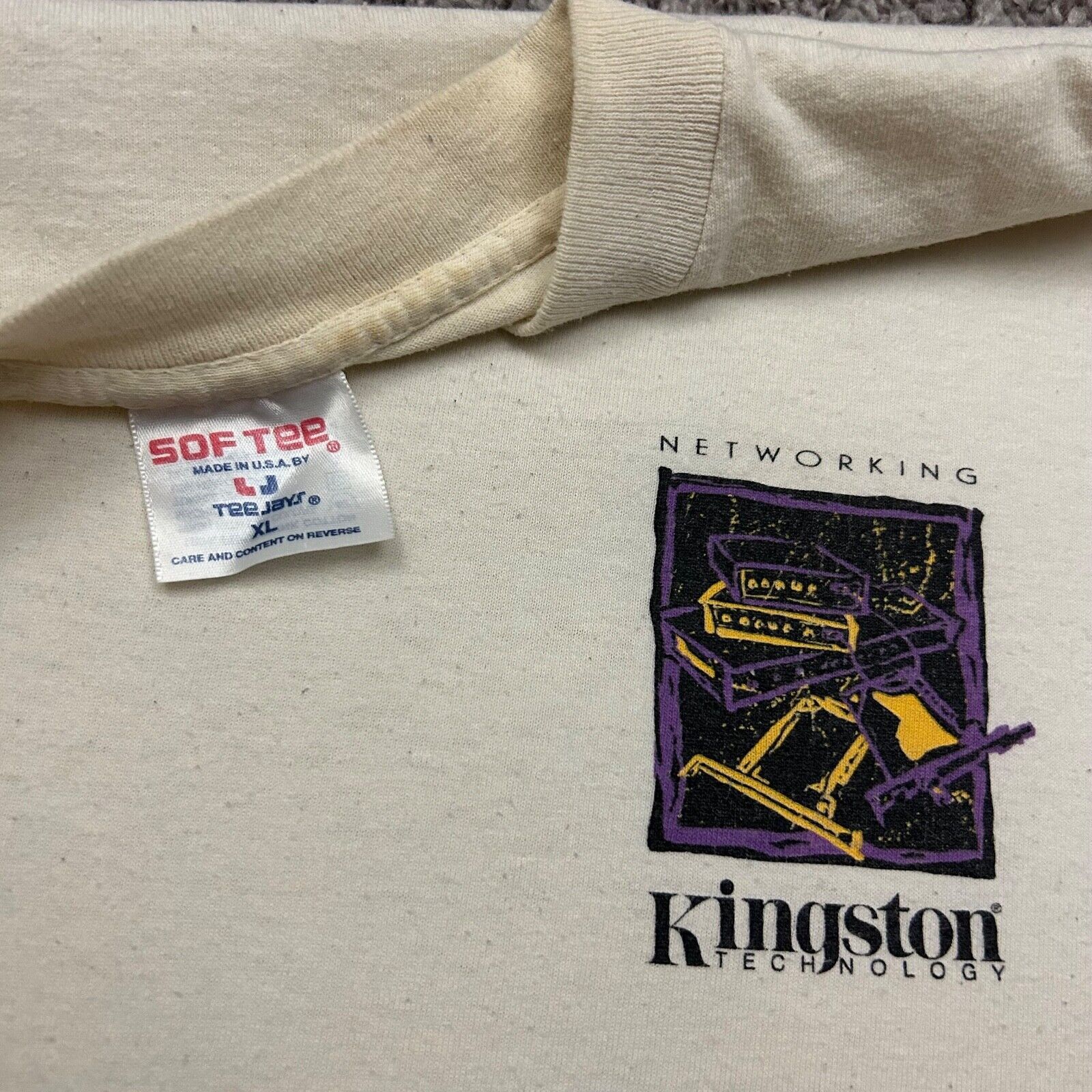 Vintage Vintage Thrashed Shirt 80s Computer Technology Faded White Size US XL / EU 56 / 4 - 3 Thumbnail
