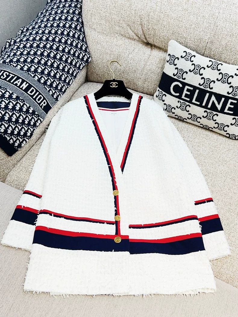 Thom Browne Thom Browne White Tweed Long Sleeve Coat - dmc Size US L / EU 52-54 / 3 - 1 Thumbnail