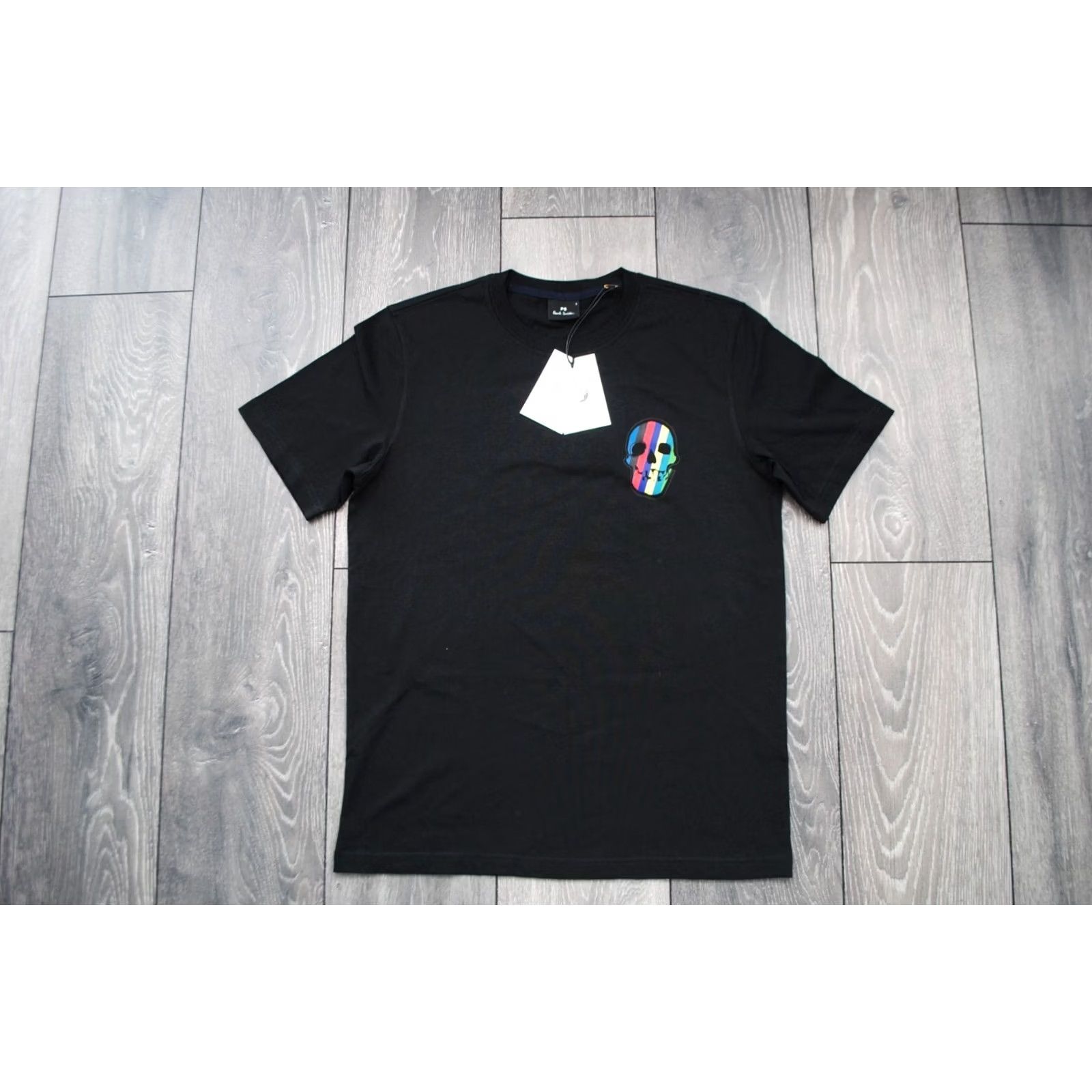 Paul Smith PAUL SMITH Skull-Patch Organic Cotton T-Shirt Black Stripe Skull Mens Small Shirt Regular Crew Neck Short Sleeve Mens T-Shirt Size US S / EU 44-46 / 1 - 2 Thumbnail