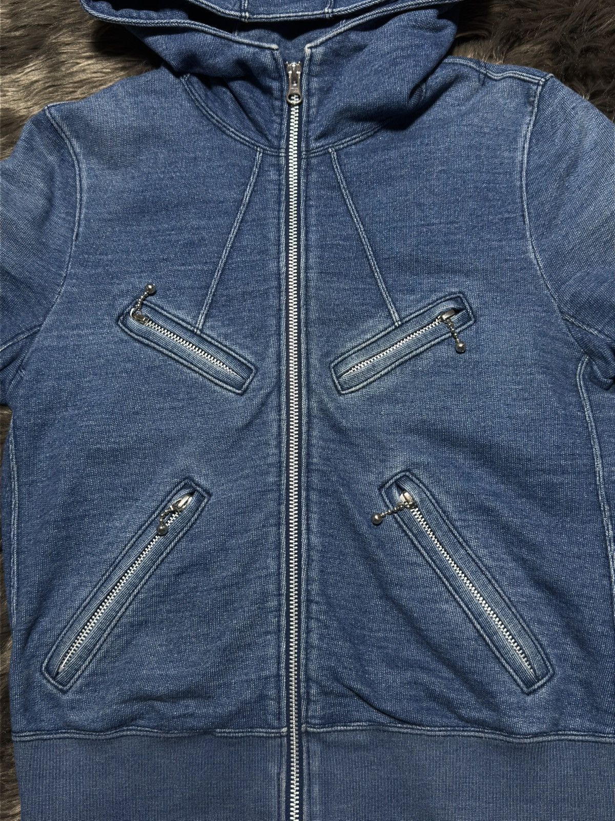 Junya Watanabe AD19 Diagonal Zip Denim Hoodie Size US S / EU 44-46 / 1 - 3 Thumbnail