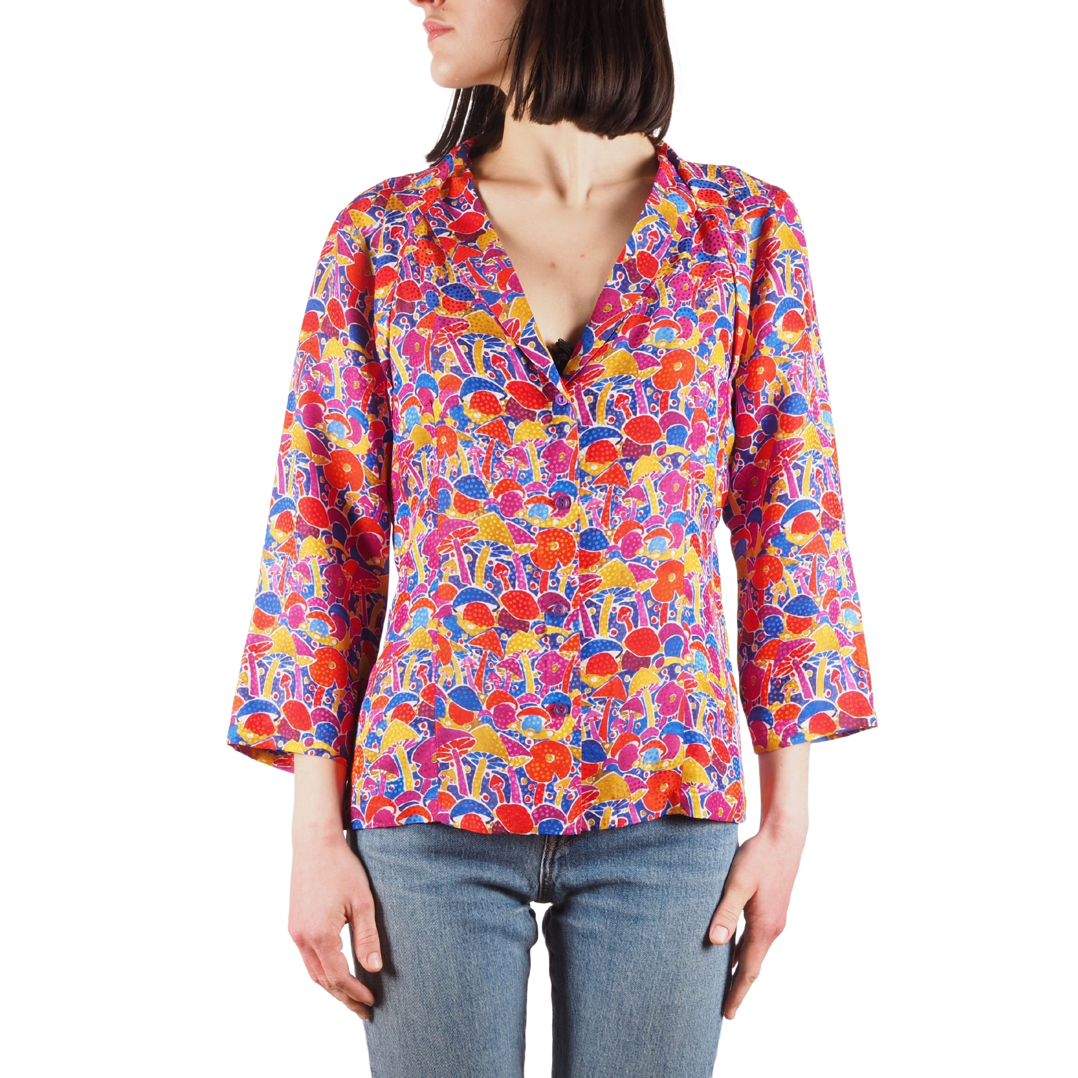 Missoni Vintage Mushroom Print Silk Blouse