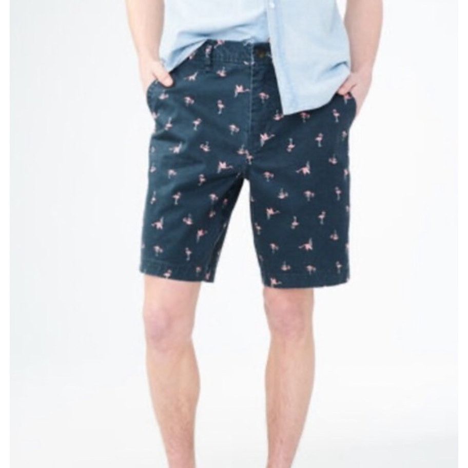 Aeropostale AEROPOSTALE Pink Flamingo print Blue Chino Shorts Size 31 Size US 31 - 2 Thumbnail