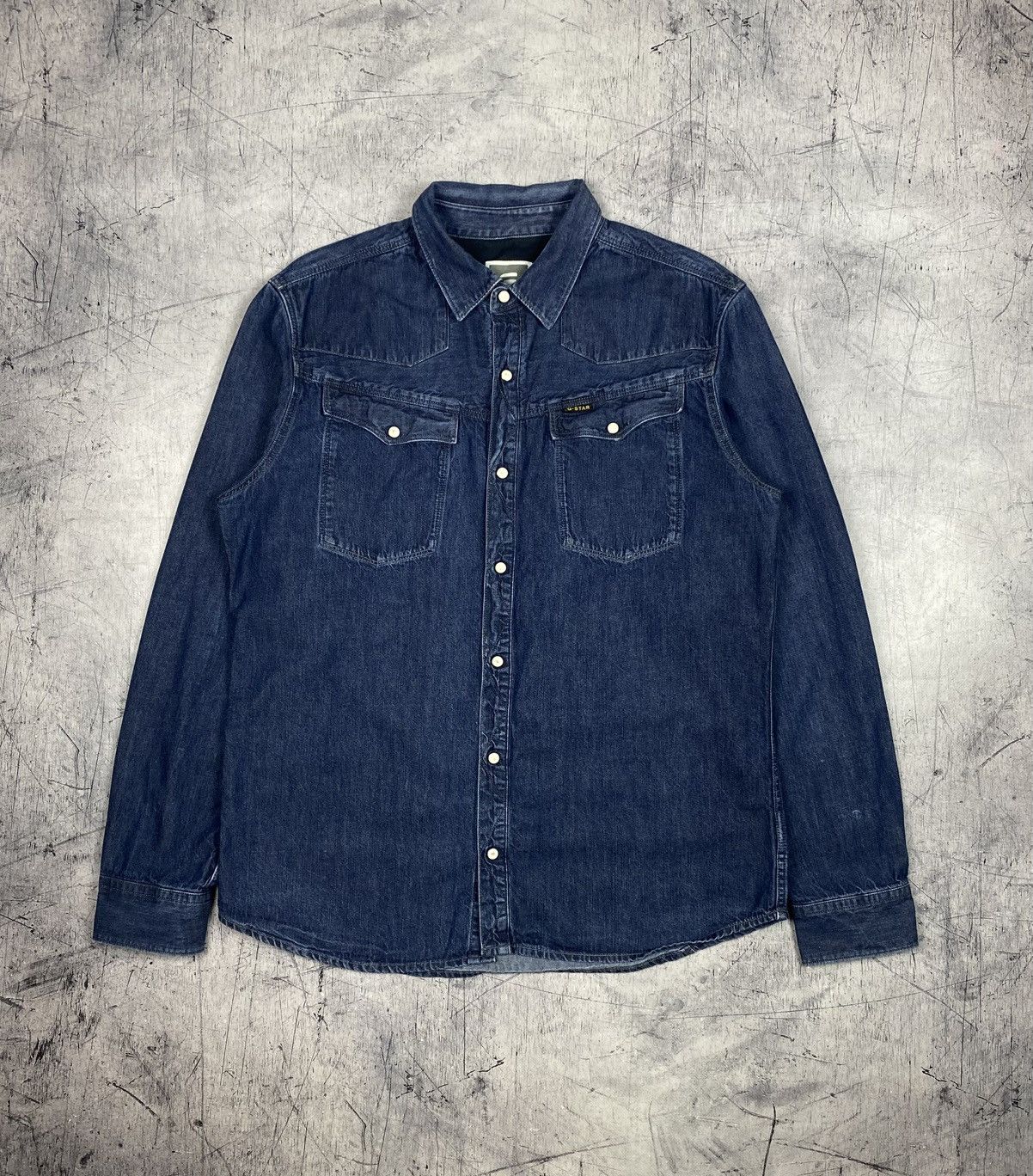 G-Star G-Star RAW Denim Western Shirt Blue Snap Button Tailor Shirt Size US XL / EU 56 / 4 - 2 Thumbnail