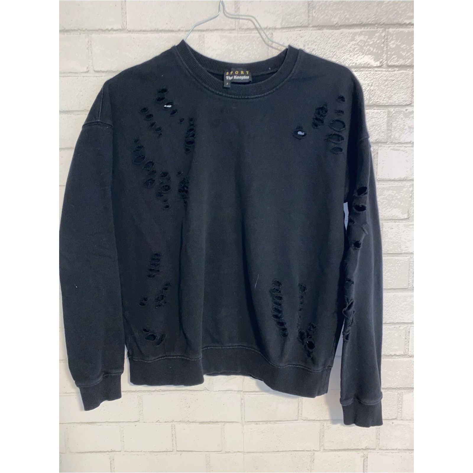 The Kooples The Kooples Sport Black Distressed Sweatshirt 2= Medium EUC Size M / US 6-8 / IT 42-44 - 2 Thumbnail