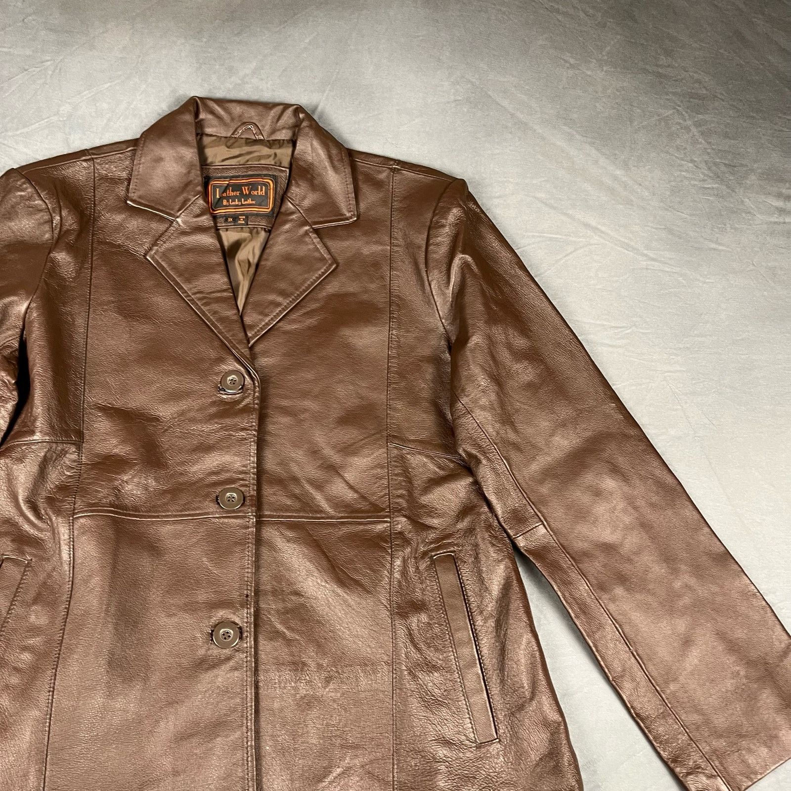 Other Leather World By Lucky Leather 3X Leather Blazer Jacket P-01 Size 3XL / US 20-22 - 4 Thumbnail