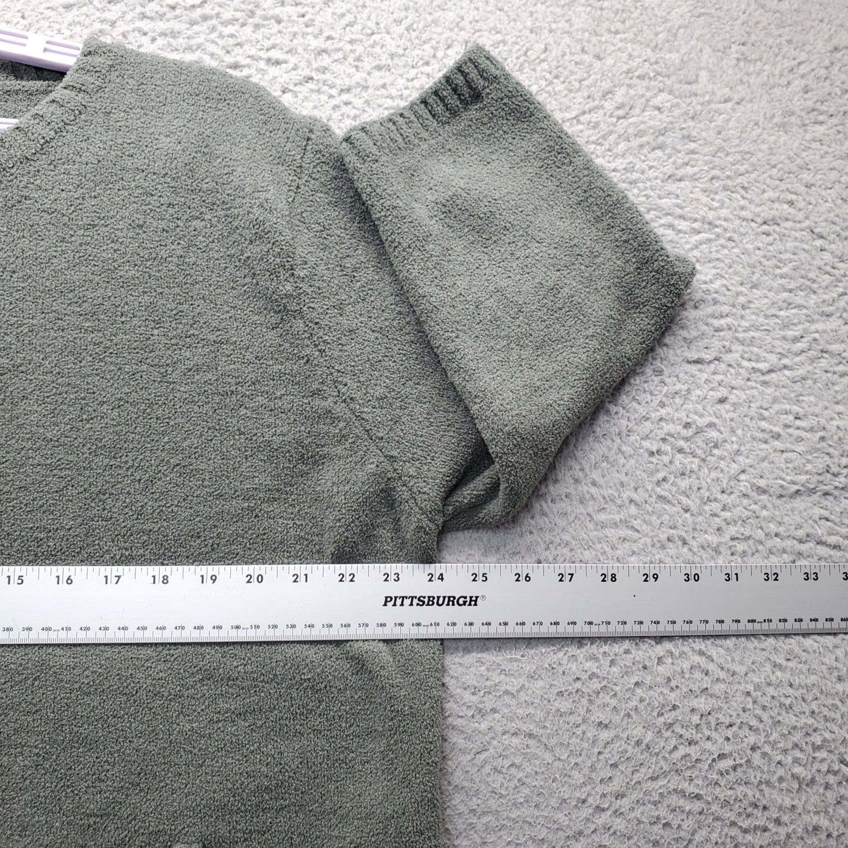 Vintage Lulu B Womens 1X Green Patch Pocket Textured Fleece Sweater Long Sleeve Pullover Cardigan? Size XL / US 12-14 / IT 48-50 - 4 Thumbnail