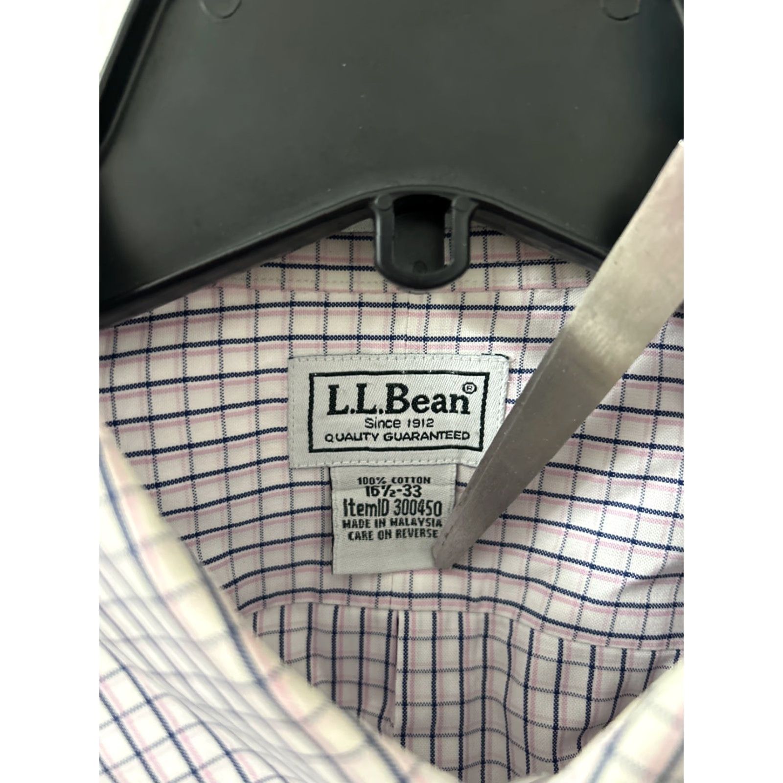 Vintage L.L. Bean Shirt Mens 16.5 White Oxford Plaid Button-Up Wrinkle-Free L/S 300450 Size US XL / EU 56 / 4 - 6 Thumbnail