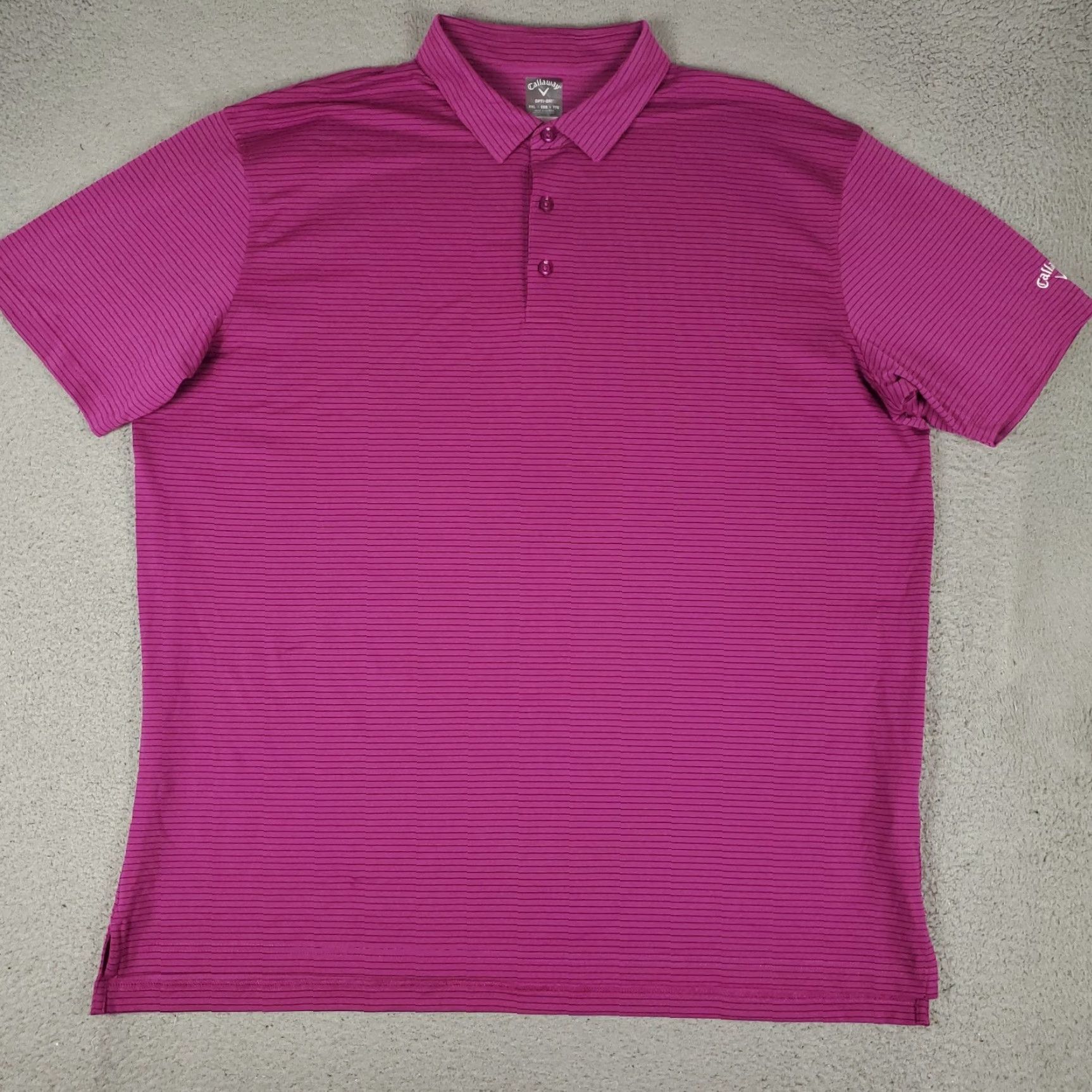 Callaway Callaway Polo Shirt Mens 2XL Purple Striped Opti Dri Fit Golf Short Sleeve Polo Shirt Size US XXL / EU 58 / 5 - 2 Thumbnail