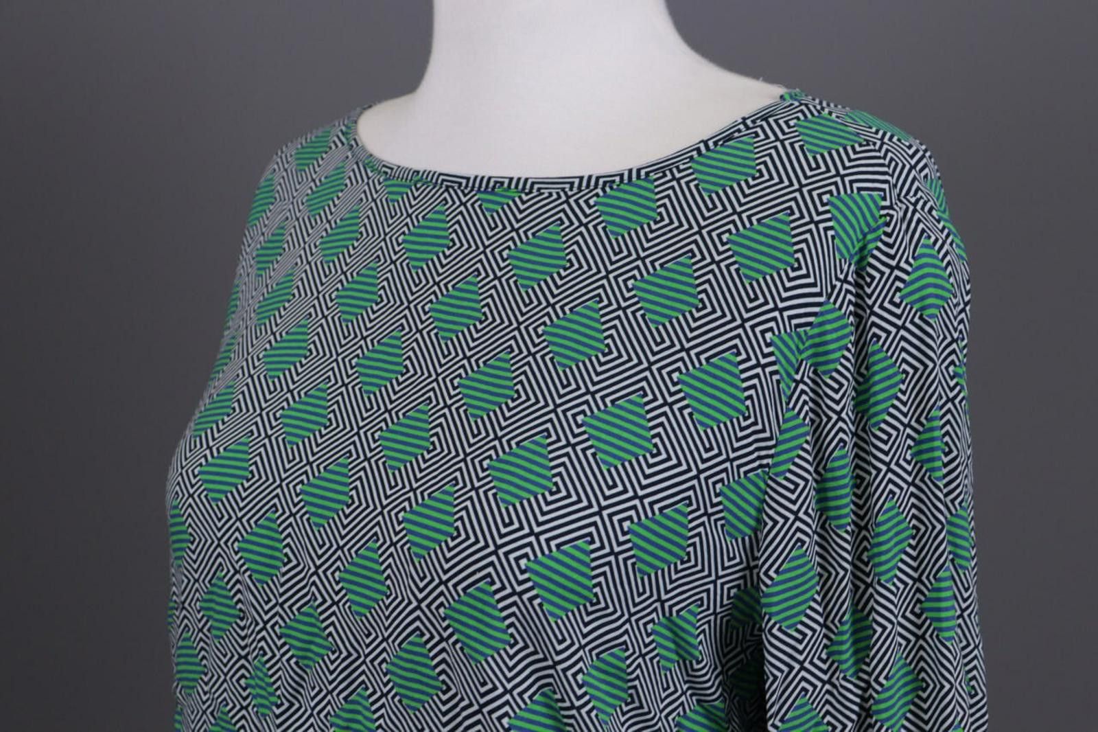 Designer Emily Van Den Bergh Green Geometric Summer Shirt Top Size 38 Size M / US 6-8 / IT 42-44 - 8 Thumbnail