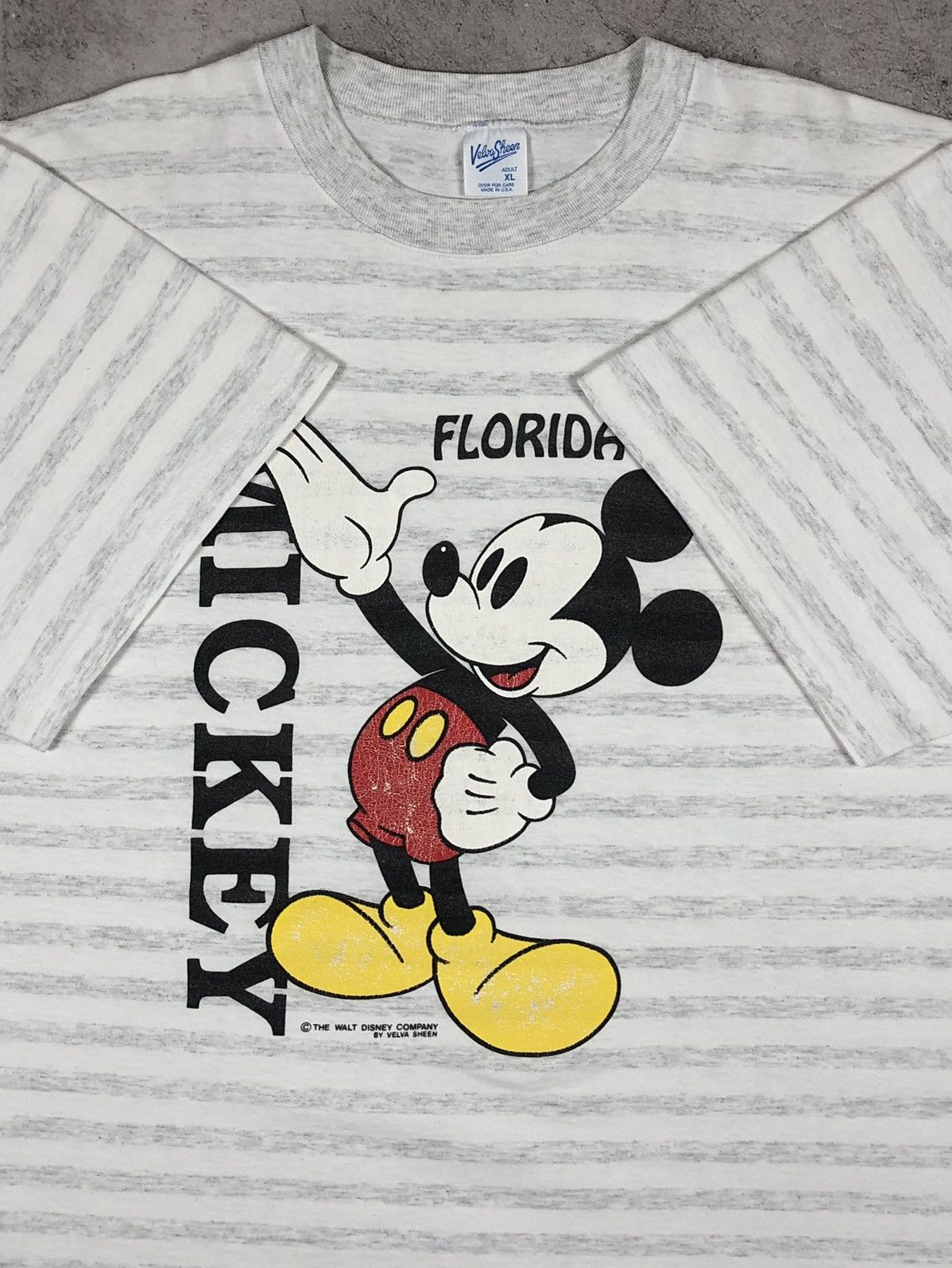 Mickey Mouse Mickey Mouse Florida 80s Velva Sheen Striped Tee Size US XL / EU 56 / 4 - 1 Thumbnail