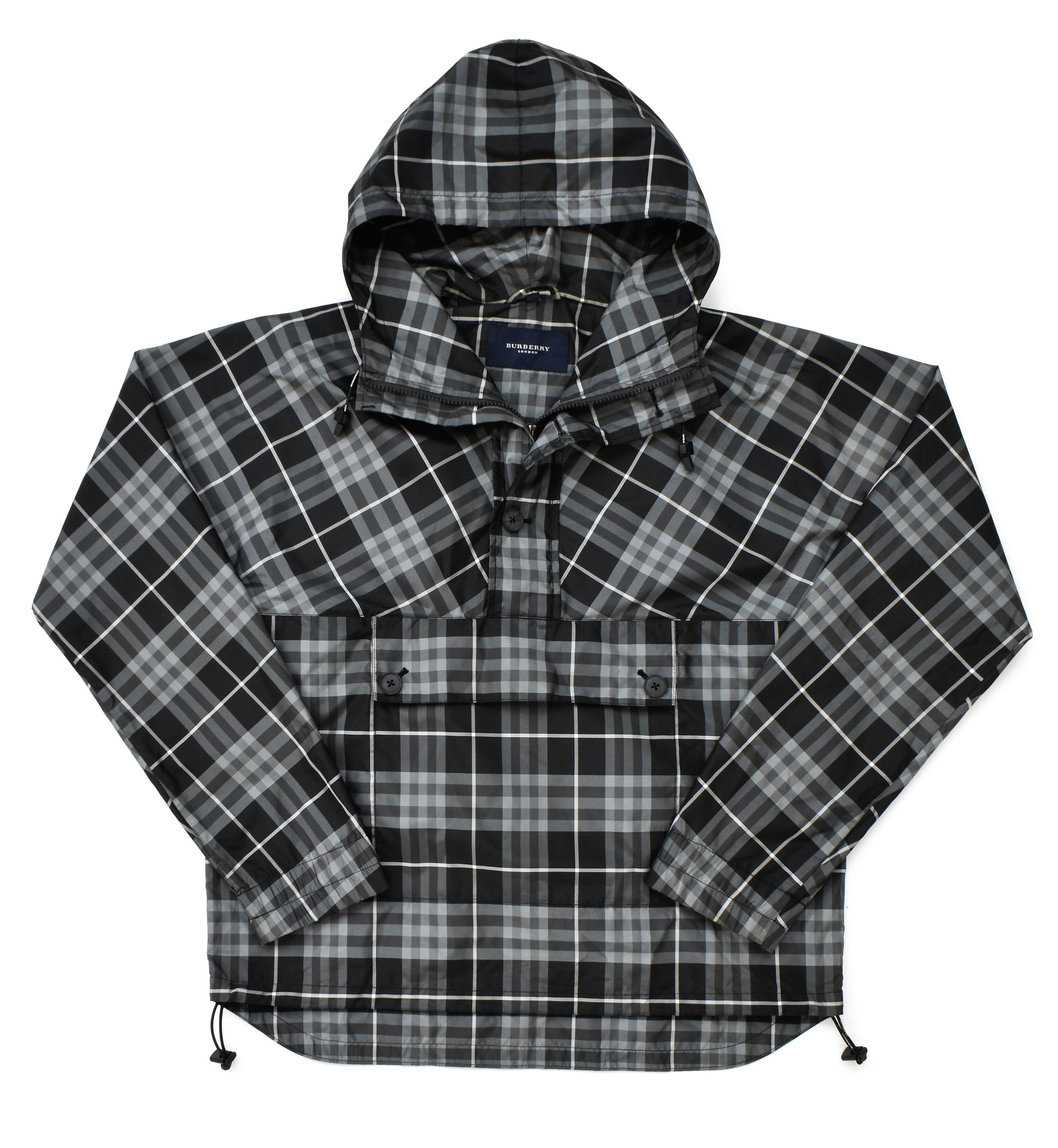 image of Burberry Nylon Hooded Anorak Jacket Full Nova Check Print in Grey, Men's (Size Small)