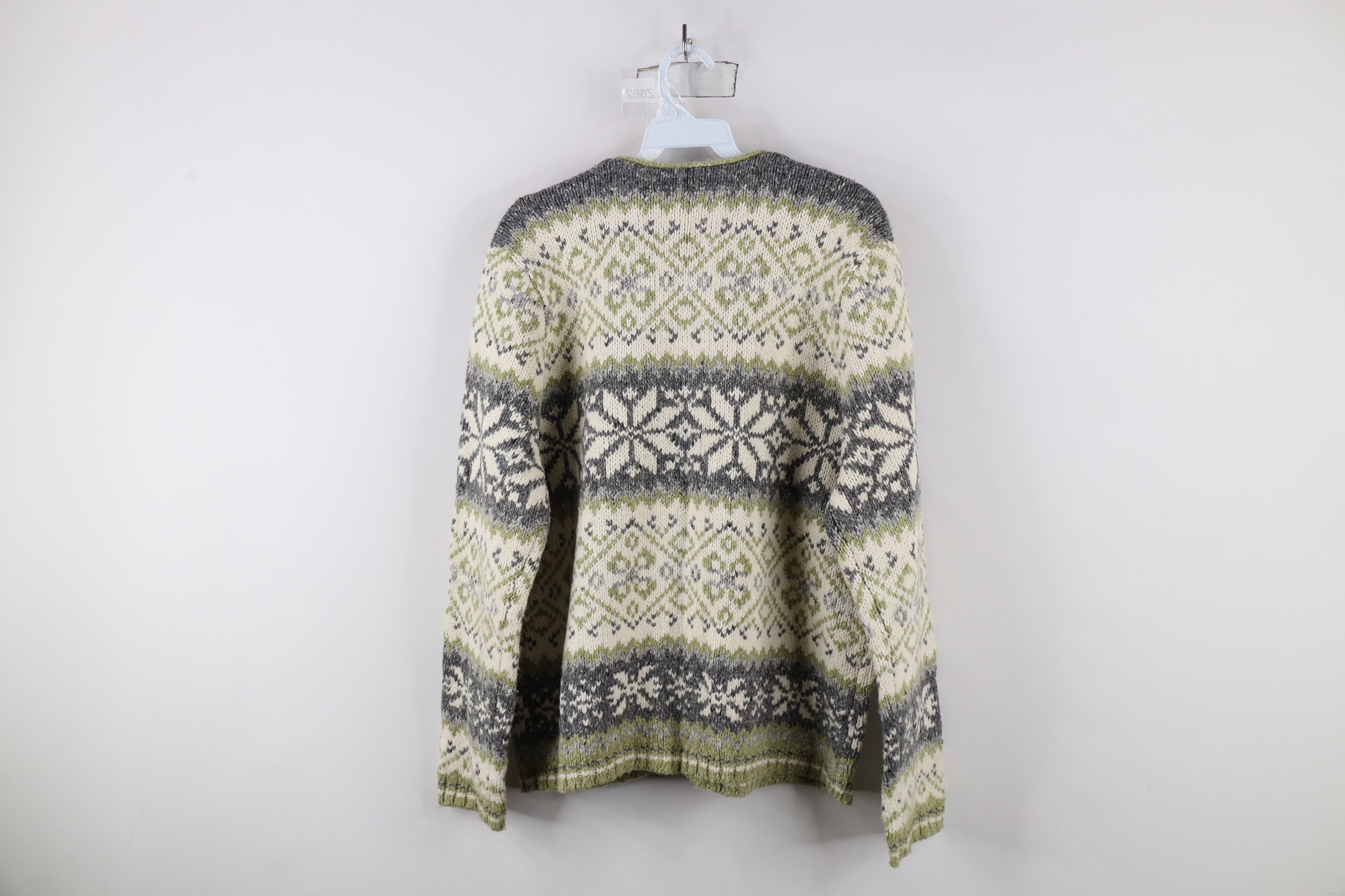 Vintage Vintage 90s Streetwear Fair Isle Wool Knit Cardigan Sweater Size XL / US 12-14 / IT 48-50 - 9 Thumbnail