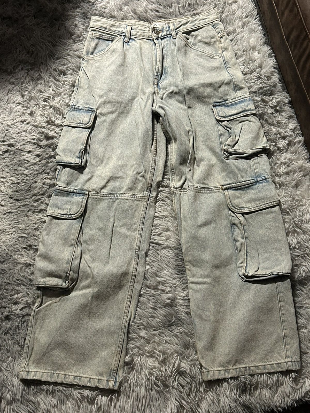 Zara Zara blue denim cargo pants 31 Size US 31 - 1 Thumbnail