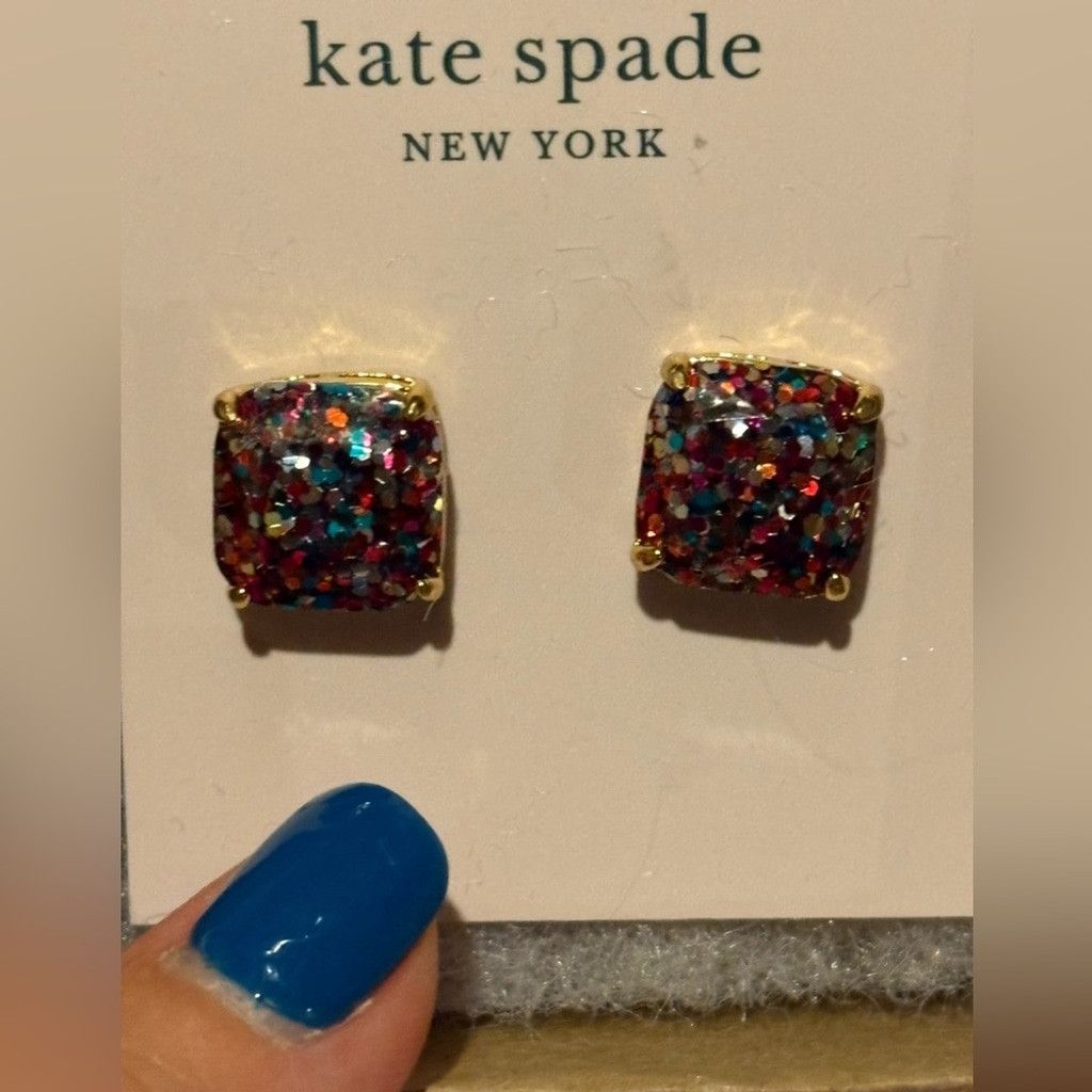 Kate Spade kate spade Multi-Color Glitter Square Stud Earrings Size ONE SIZE - 1 Thumbnail