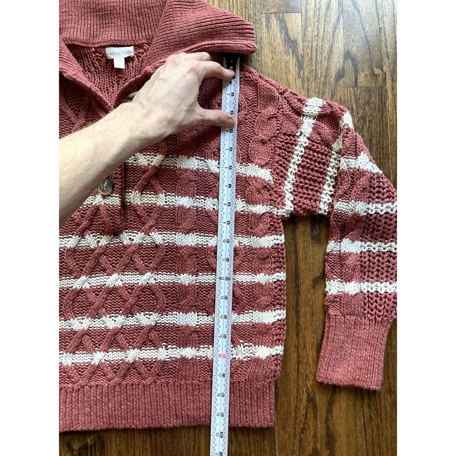Vintage GARNET HILL Sweater Womens XS Cotton Linen Chunky Knit Fisherman Long Sleeve Collared Solid Pink Size XS / US 0-2 / IT 36-38 - 7 Thumbnail