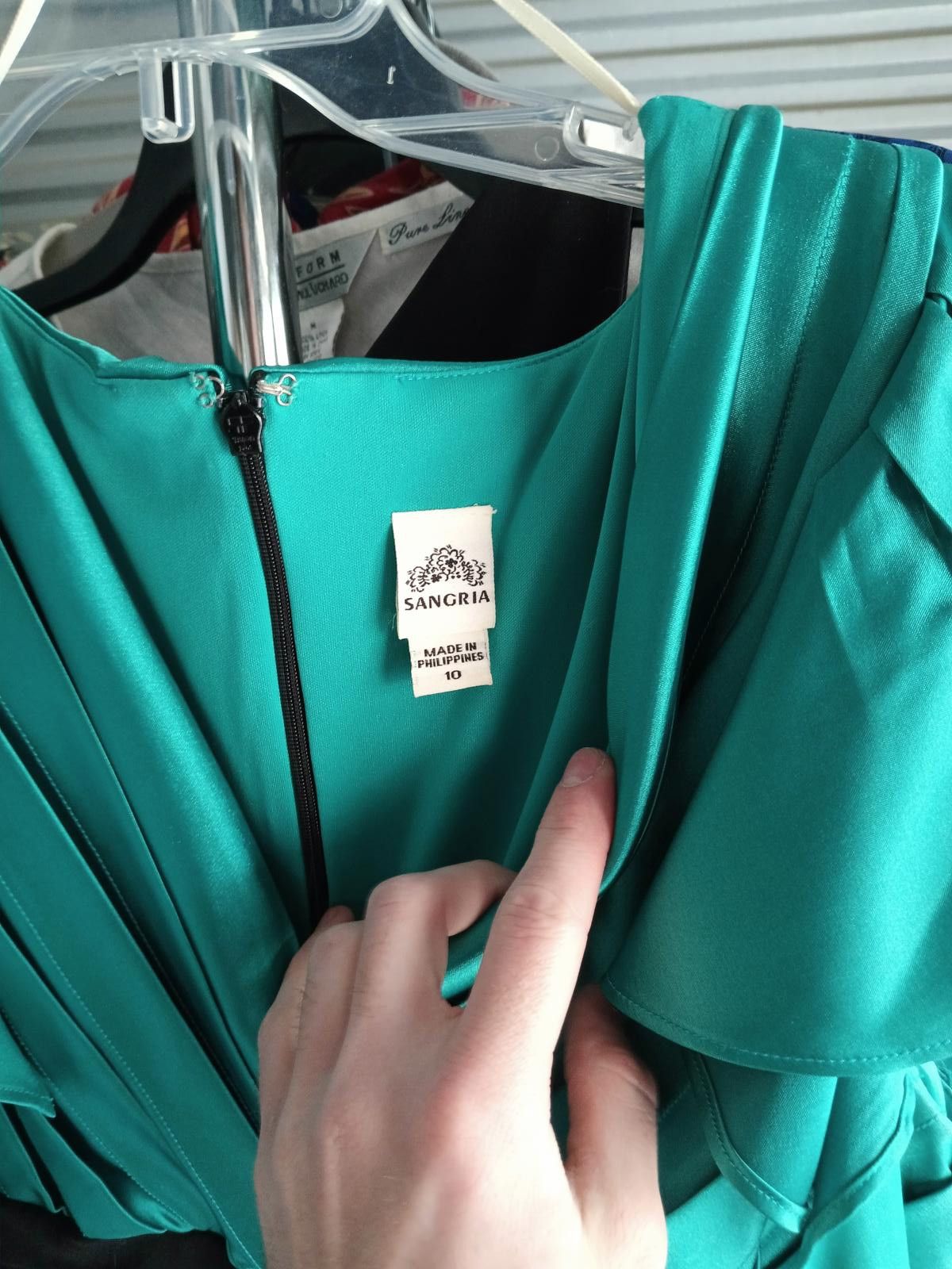 Designer Sangria Teal and Black Dress - Size 10 - Elegant Party Wear Size L / US 10 / IT 46 - 3 Thumbnail