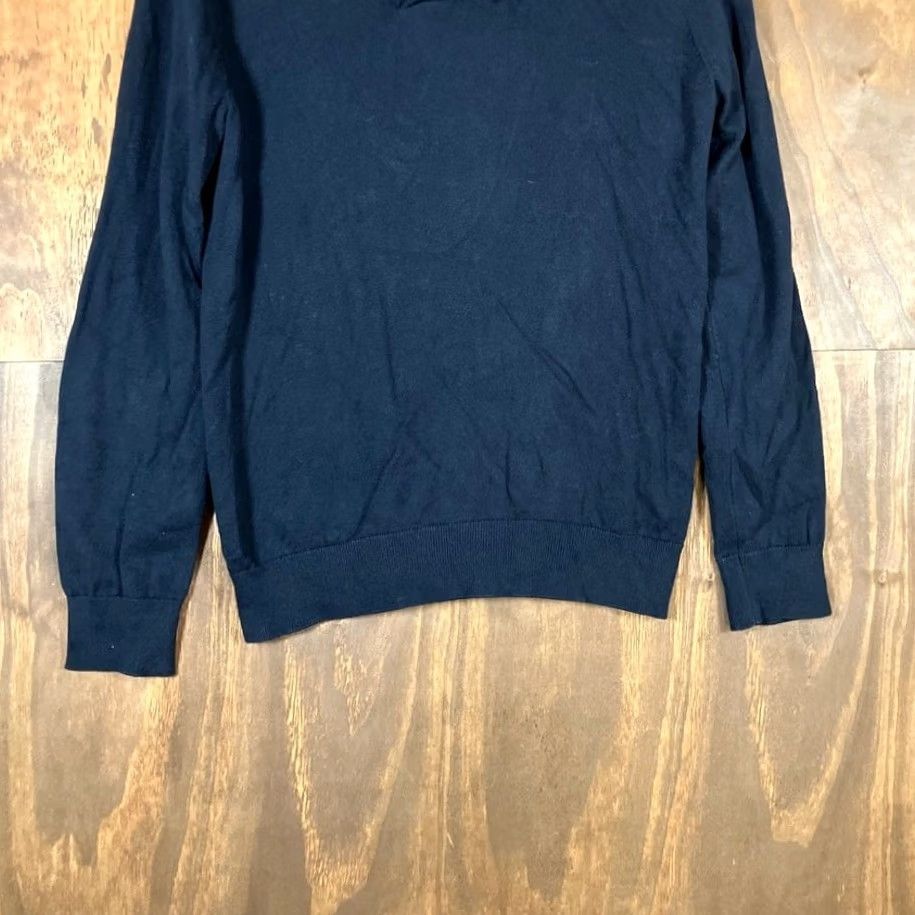 Banana Republic Banana Republic Sweater Navy Blue Knit Shawl Neck 100% Cotton Medium Mens Regular Knit Style Pullover Size US M / EU 48-50 / 2 - 3 Thumbnail