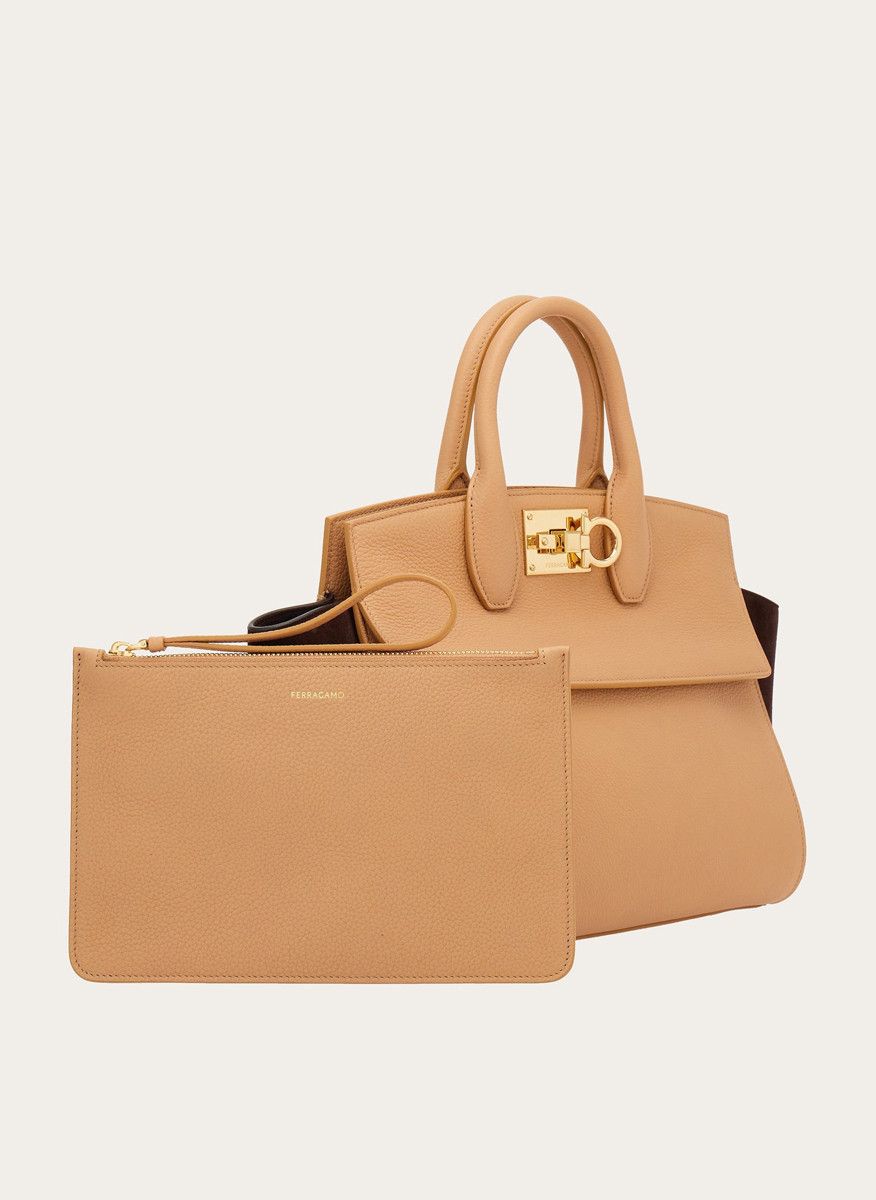 Salvatore Ferragamo o1s1rm0924 Size: OS / Studio Leather Bag in Camel/Moro Size ONE SIZE - 7 Thumbnail