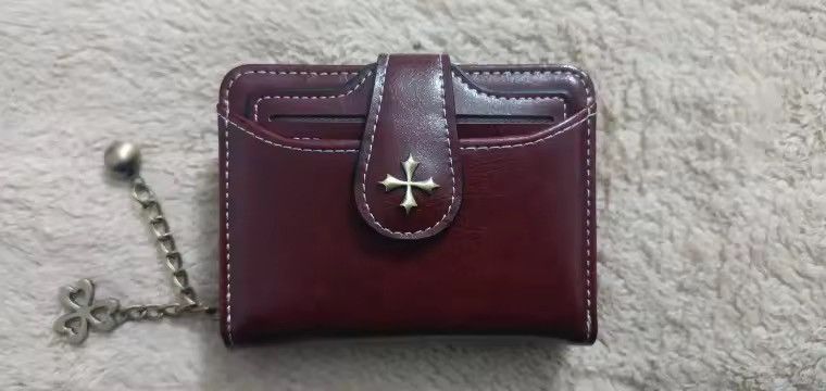 Japanese Brand Gothic Punk PU Leather Cross Wallet Burgundy Size ONE SIZE - 3 Thumbnail