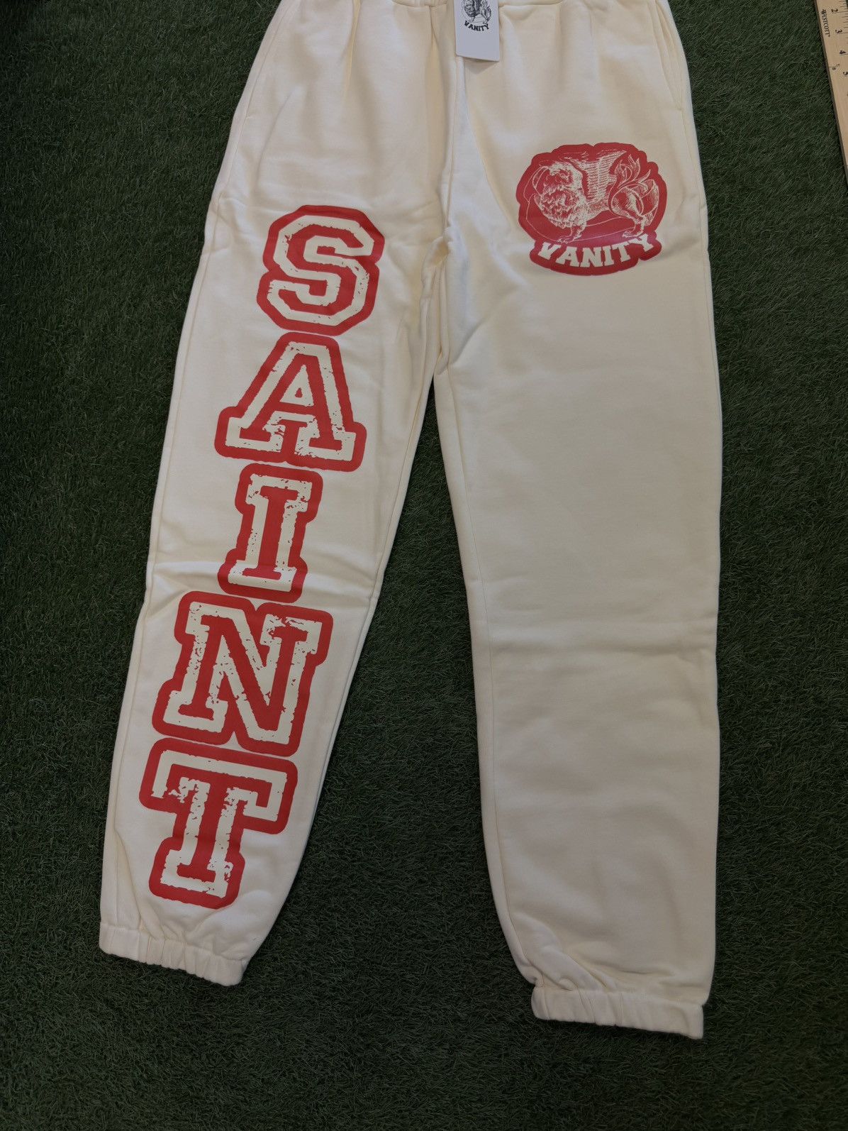 Saint Vanity Saint Vanity Cream Red Sweatpants Size XL (NEW) Size US 31 - 2 Thumbnail