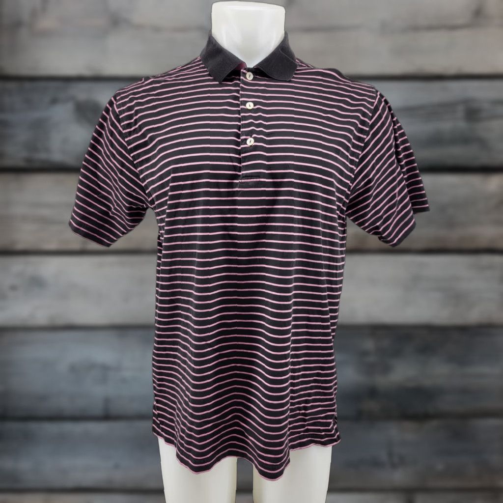 Peter Millar Peter Millar Polo Shirt Mens Striped Slim Casual Short Sleeve Sz M Medium Black Pink Comfort Summer Size US M / EU 48-50 / 2 - 1 Thumbnail